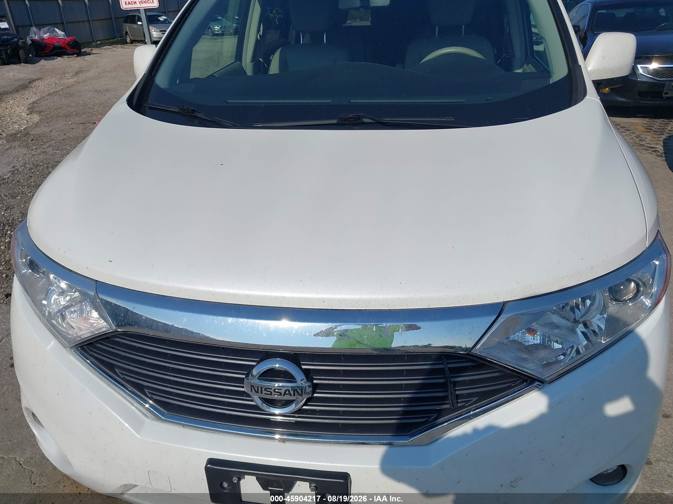 2014 Nissan Quest Sv White vin: JN8AE2KP9E9103971