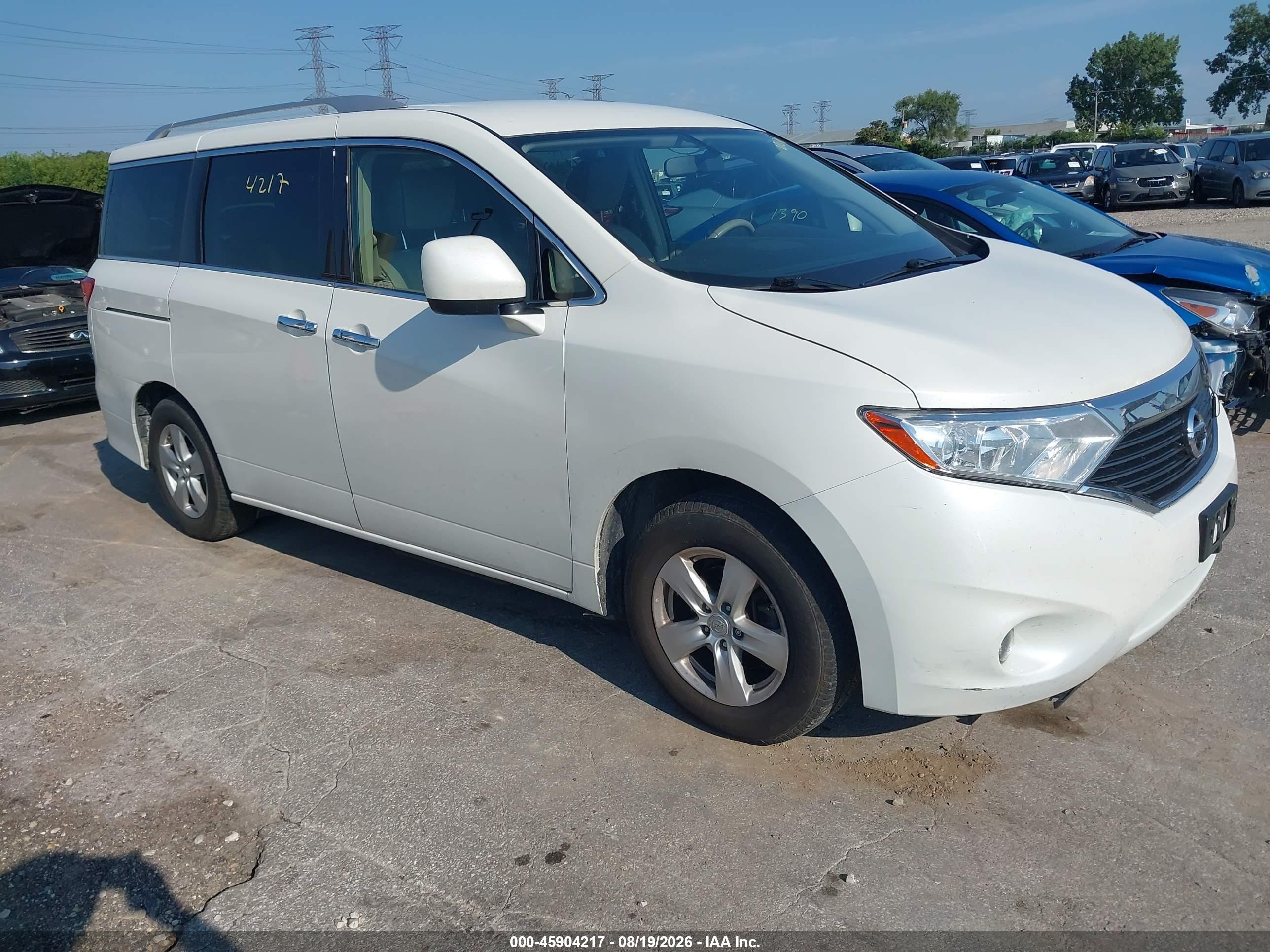 2014 Nissan Quest Sv White vin: JN8AE2KP9E9103971