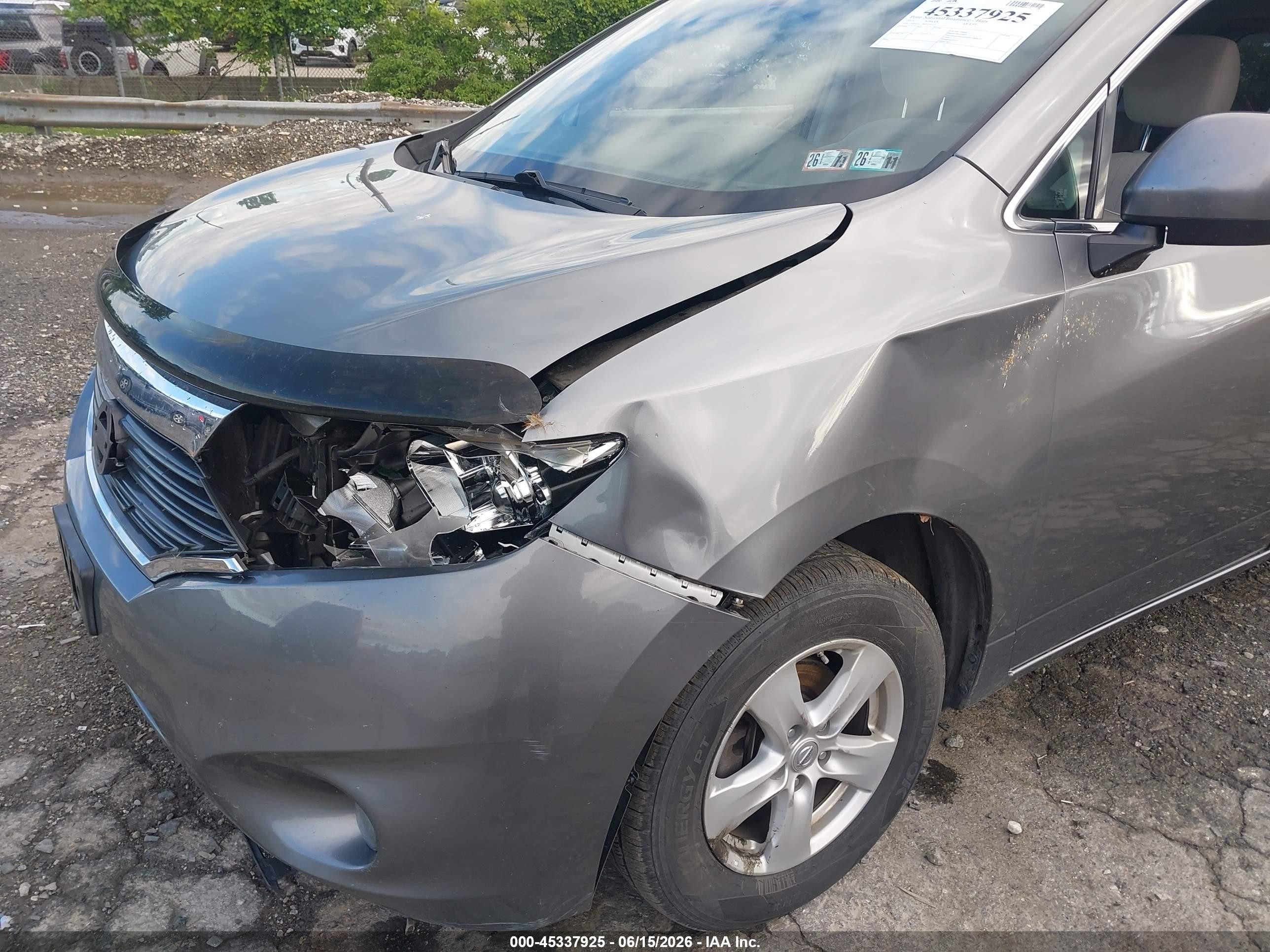 2015 Nissan Quest Platinum/s/sl/sv Gray vin: JN8AE2KP9F9125115