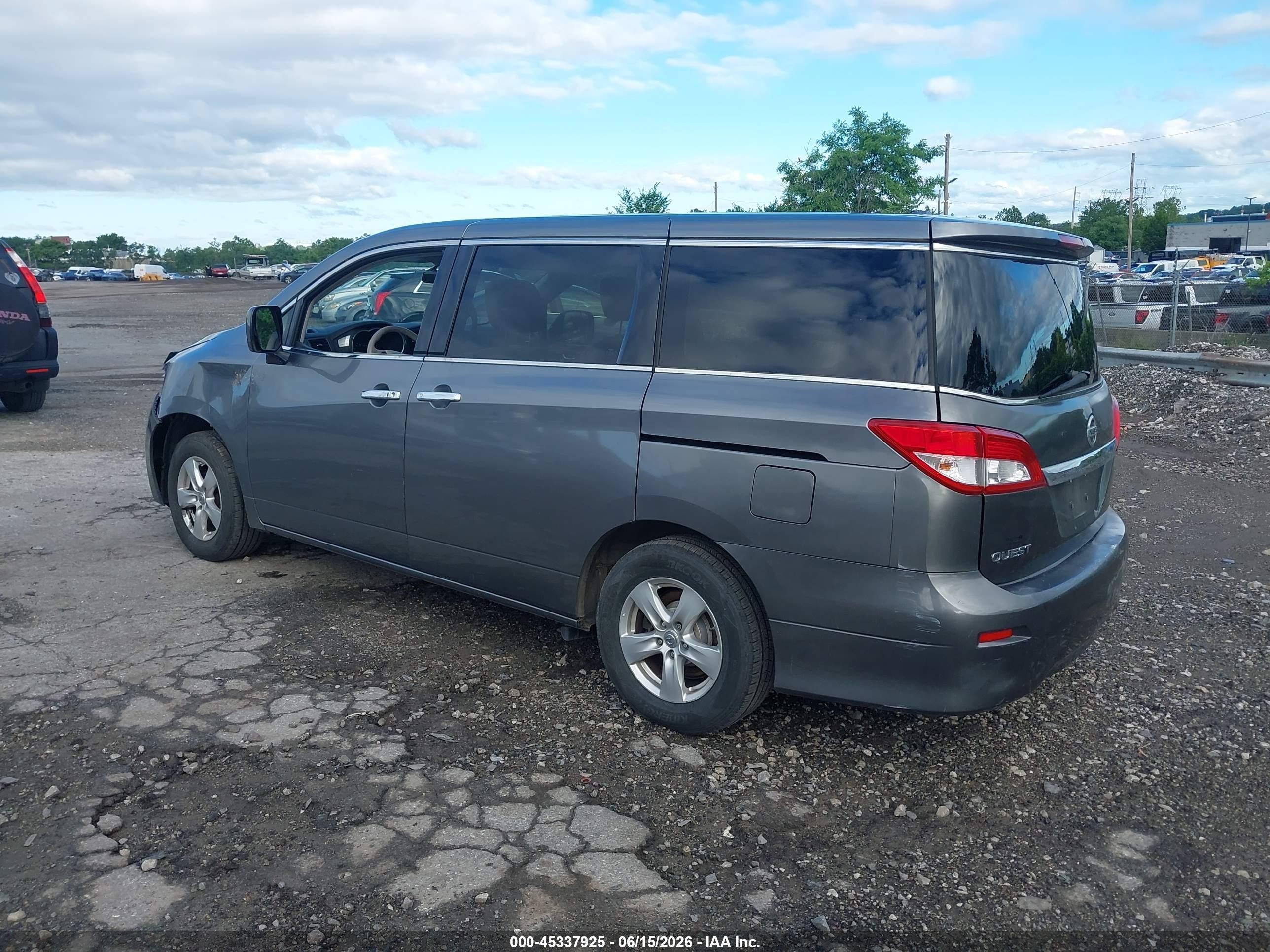 2015 Nissan Quest Platinum/s/sl/sv Gray vin: JN8AE2KP9F9125115
