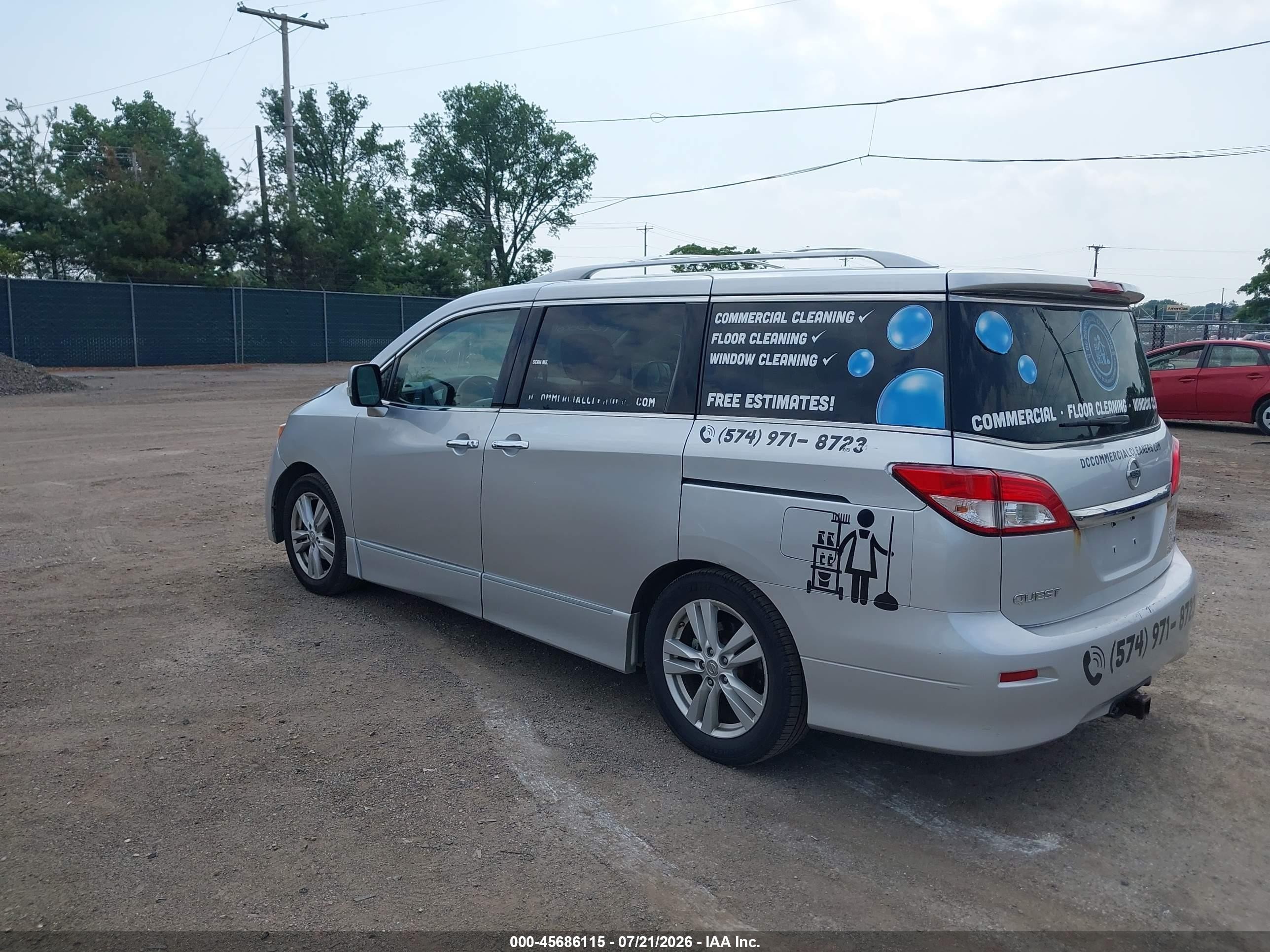 2011 Nissan Quest Sl Silver vin: JN8AE2KPXB9009500