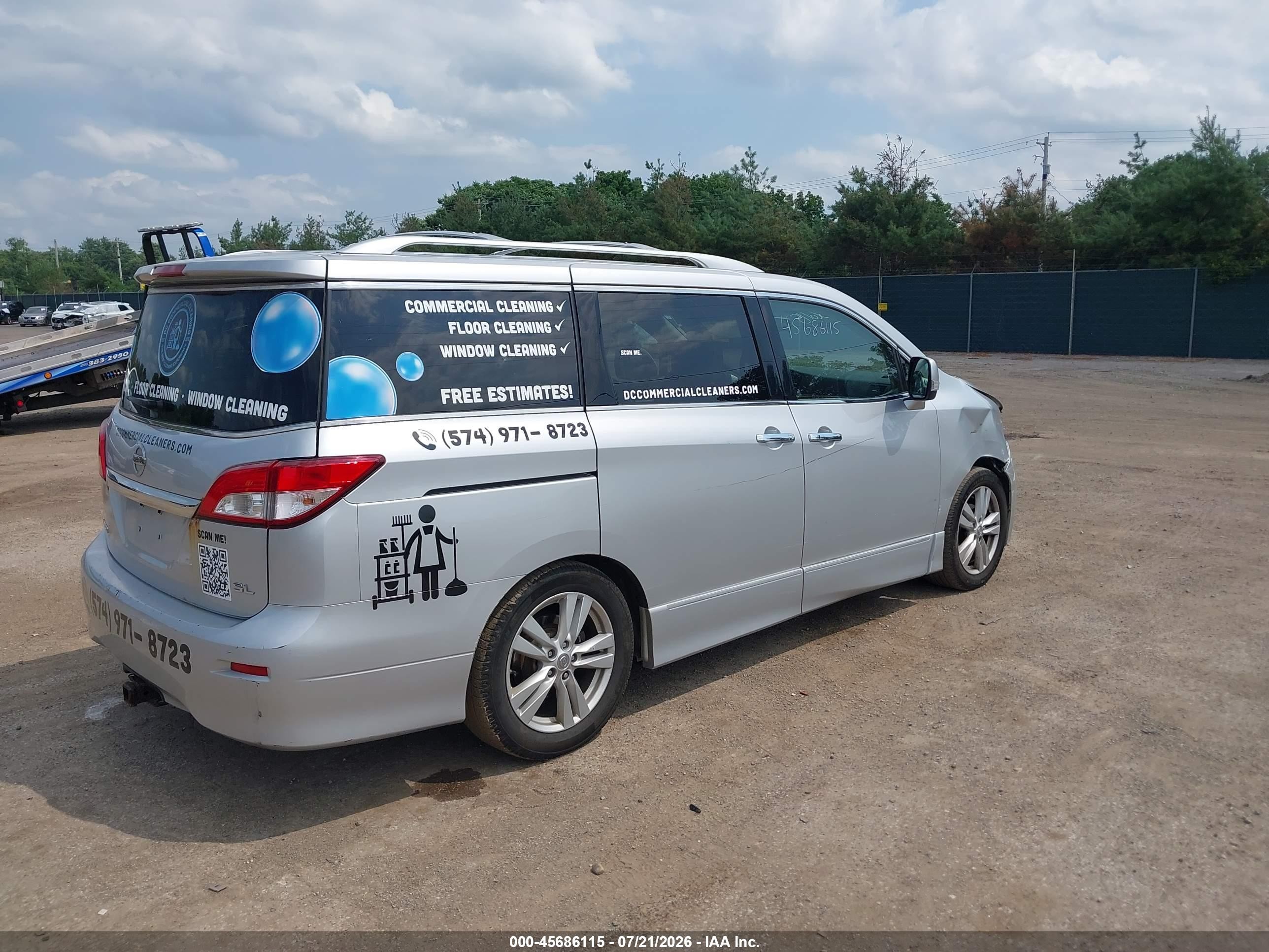 2011 Nissan Quest Sl Silver vin: JN8AE2KPXB9009500