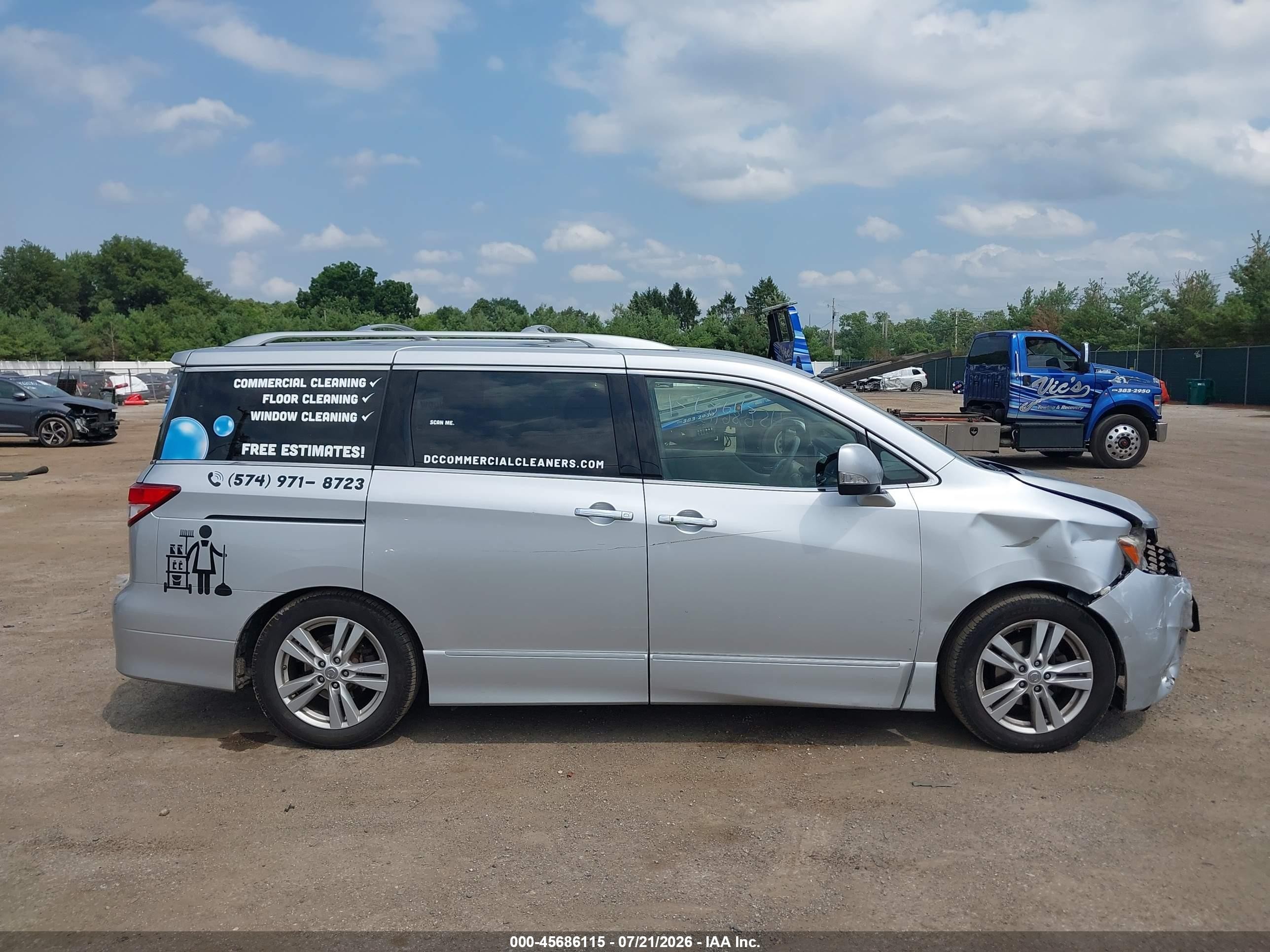 2011 Nissan Quest Sl Silver vin: JN8AE2KPXB9009500