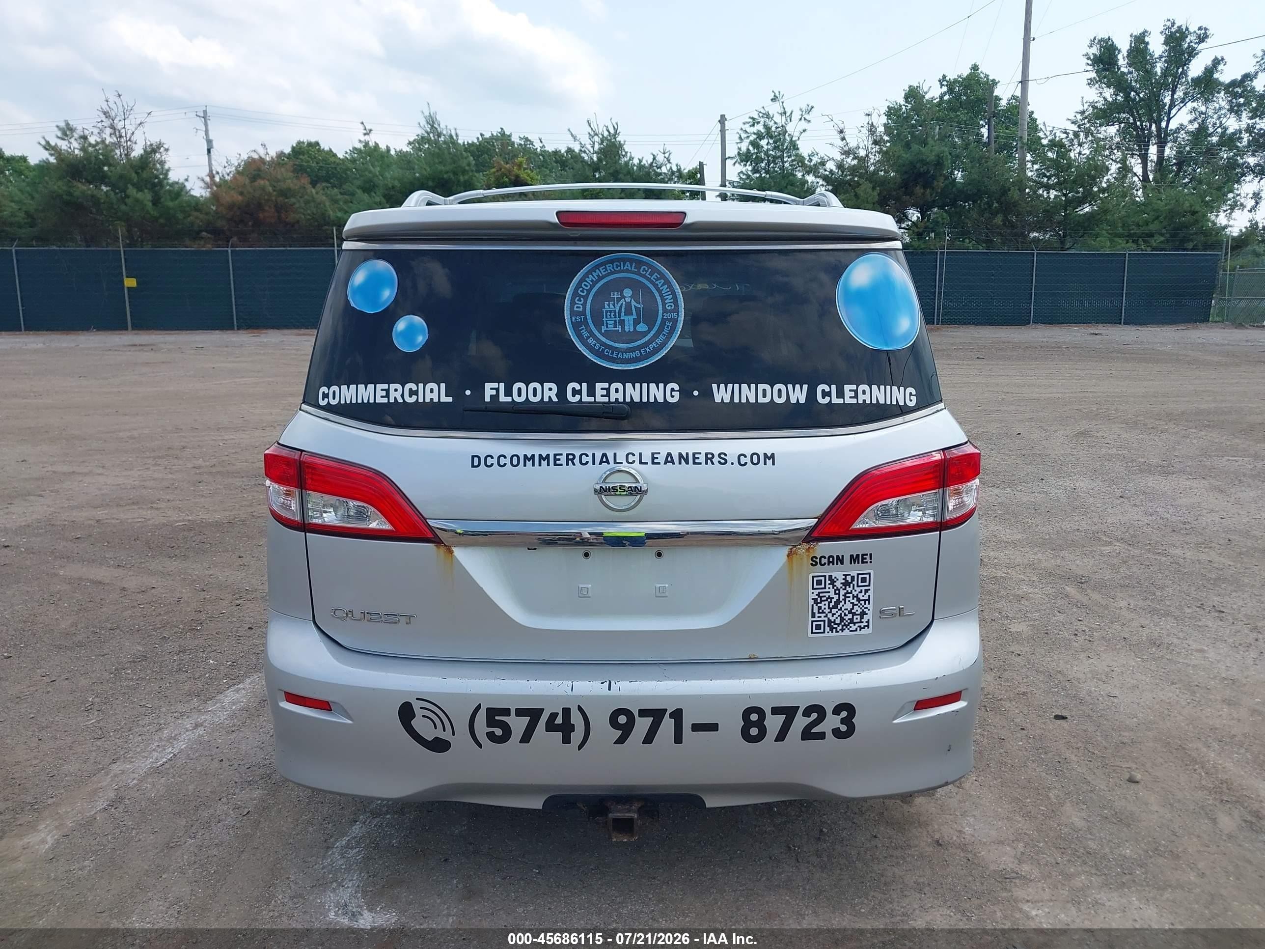 2011 Nissan Quest Sl Silver vin: JN8AE2KPXB9009500