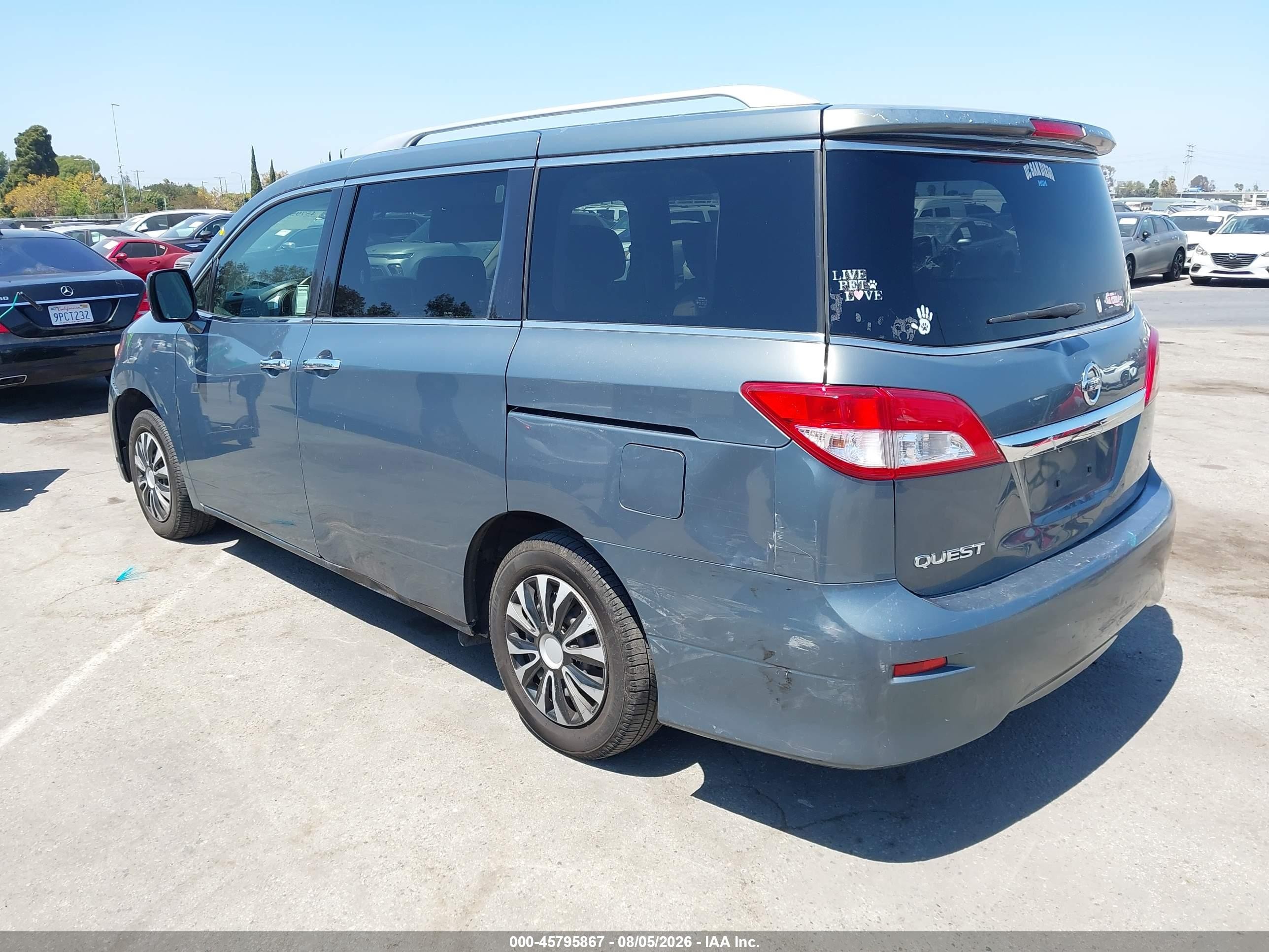 2012 Nissan Quest S Gray vin: JN8AE2KPXC9041249
