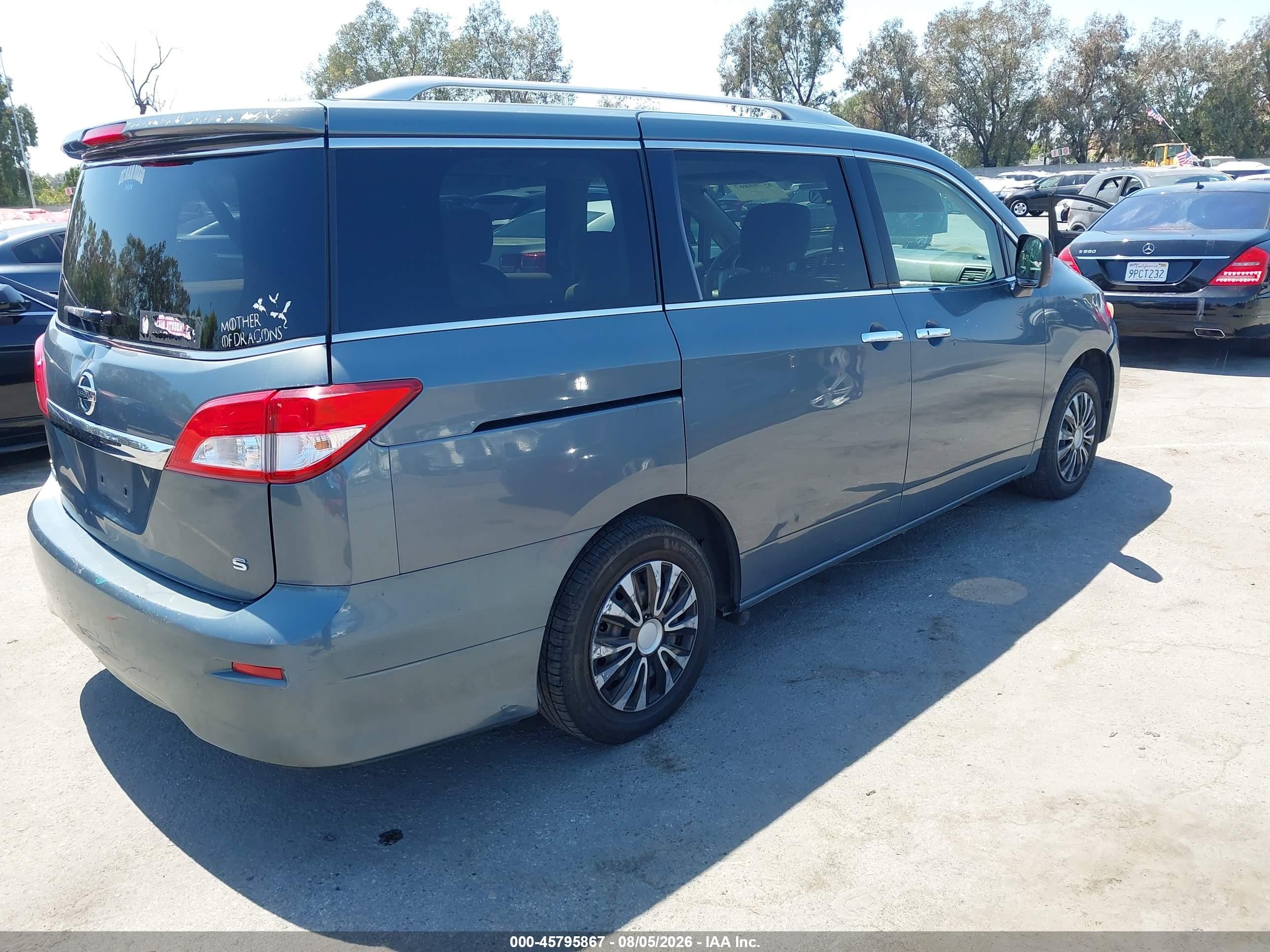 2012 Nissan Quest S Gray vin: JN8AE2KPXC9041249
