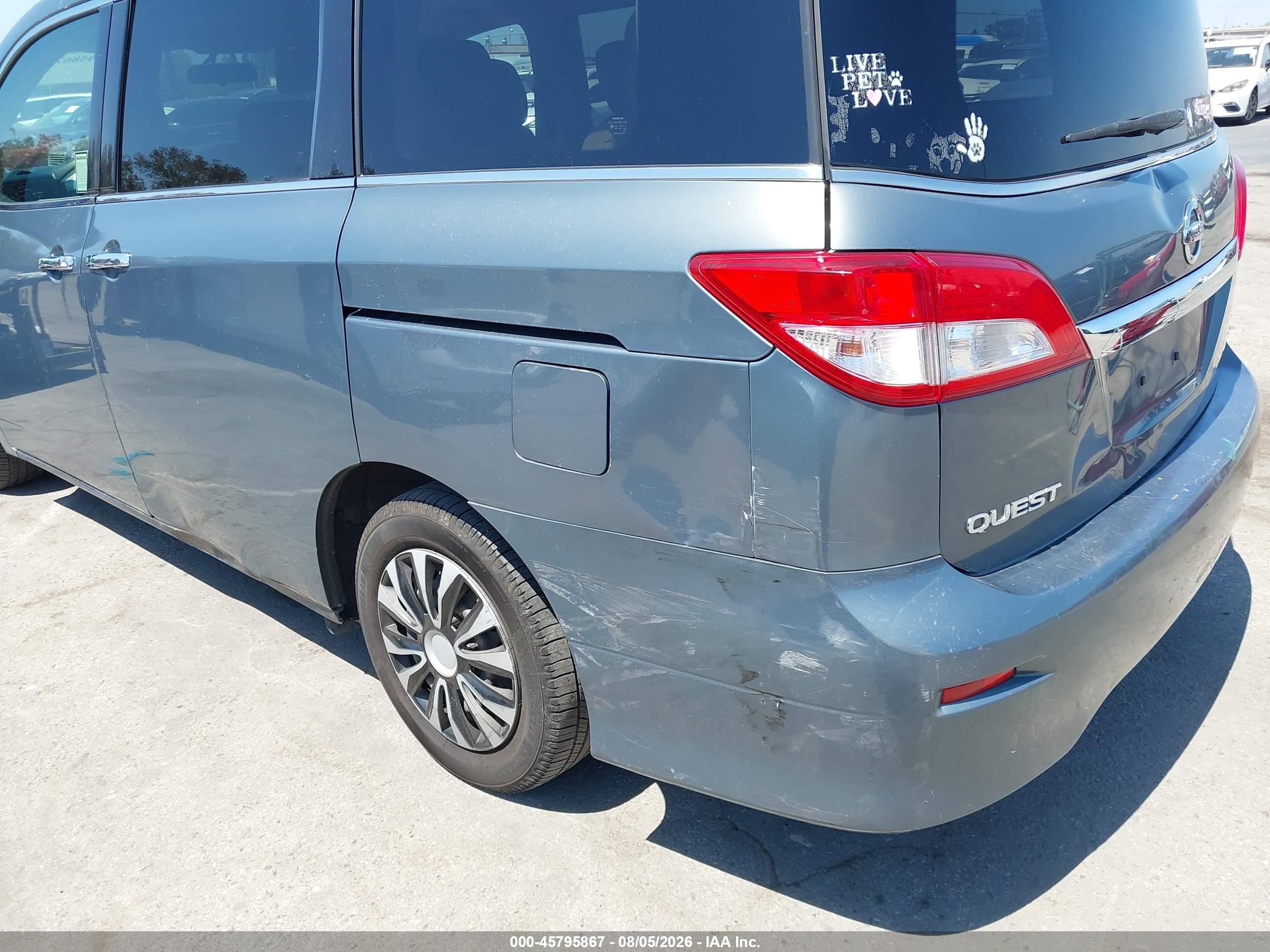 2012 Nissan Quest S Gray vin: JN8AE2KPXC9041249