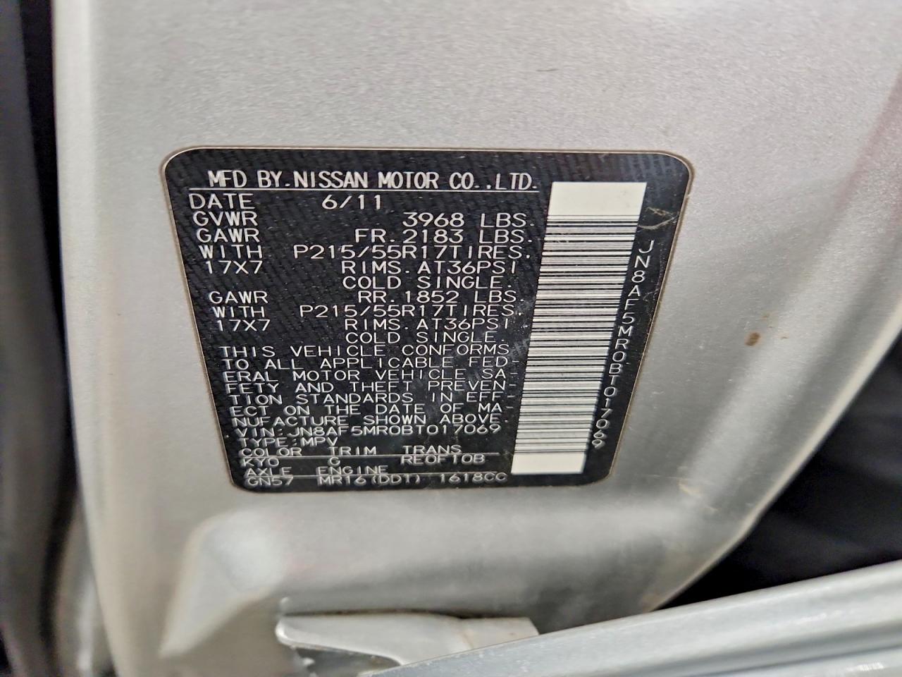 2011 Nissan Juke S Silver vin: JN8AF5MR0BT017069