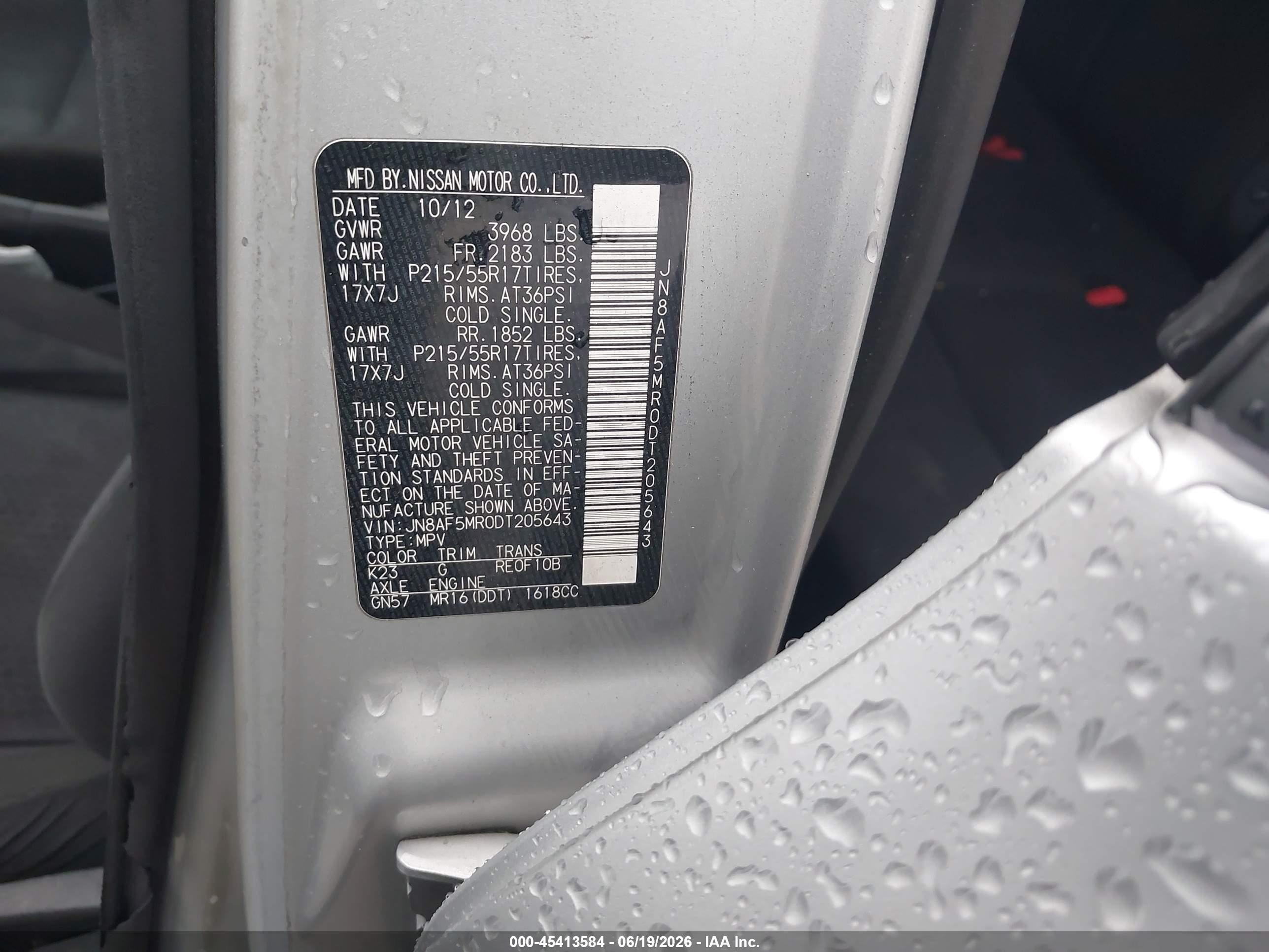 2013 Nissan Juke Sv Silver vin: JN8AF5MR0DT205643
