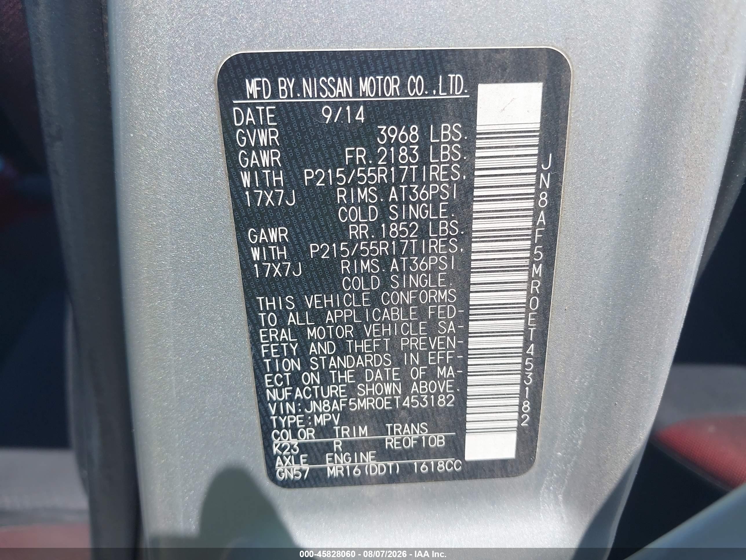 2014 Nissan Juke Sv Silver vin: JN8AF5MR0ET453182