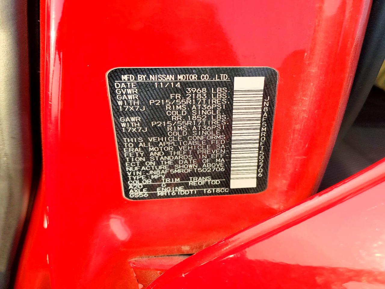 2015 Nissan Juke S Red vin: JN8AF5MR0FT502706