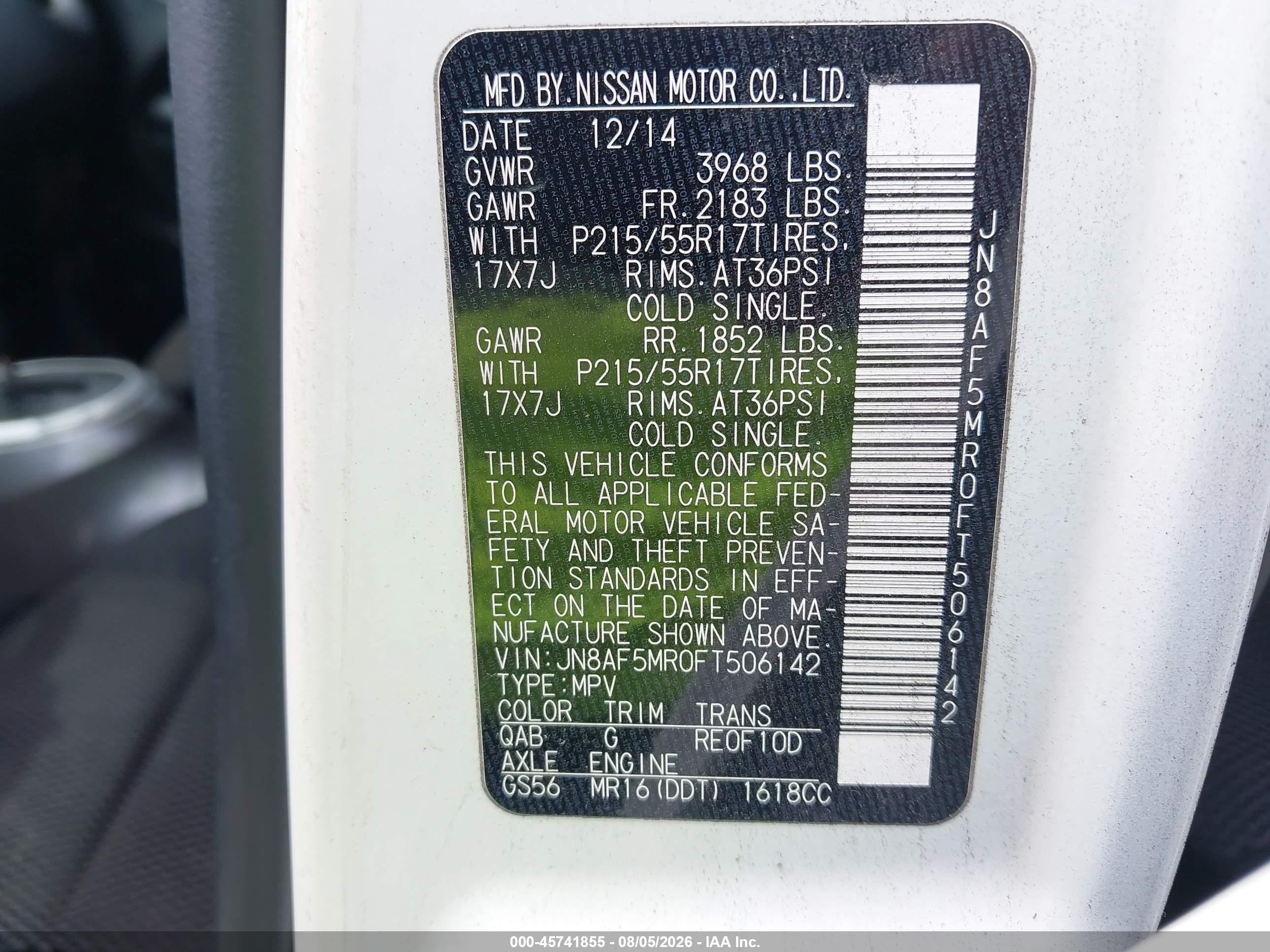 2015 Nissan Juke S White vin: JN8AF5MR0FT506142