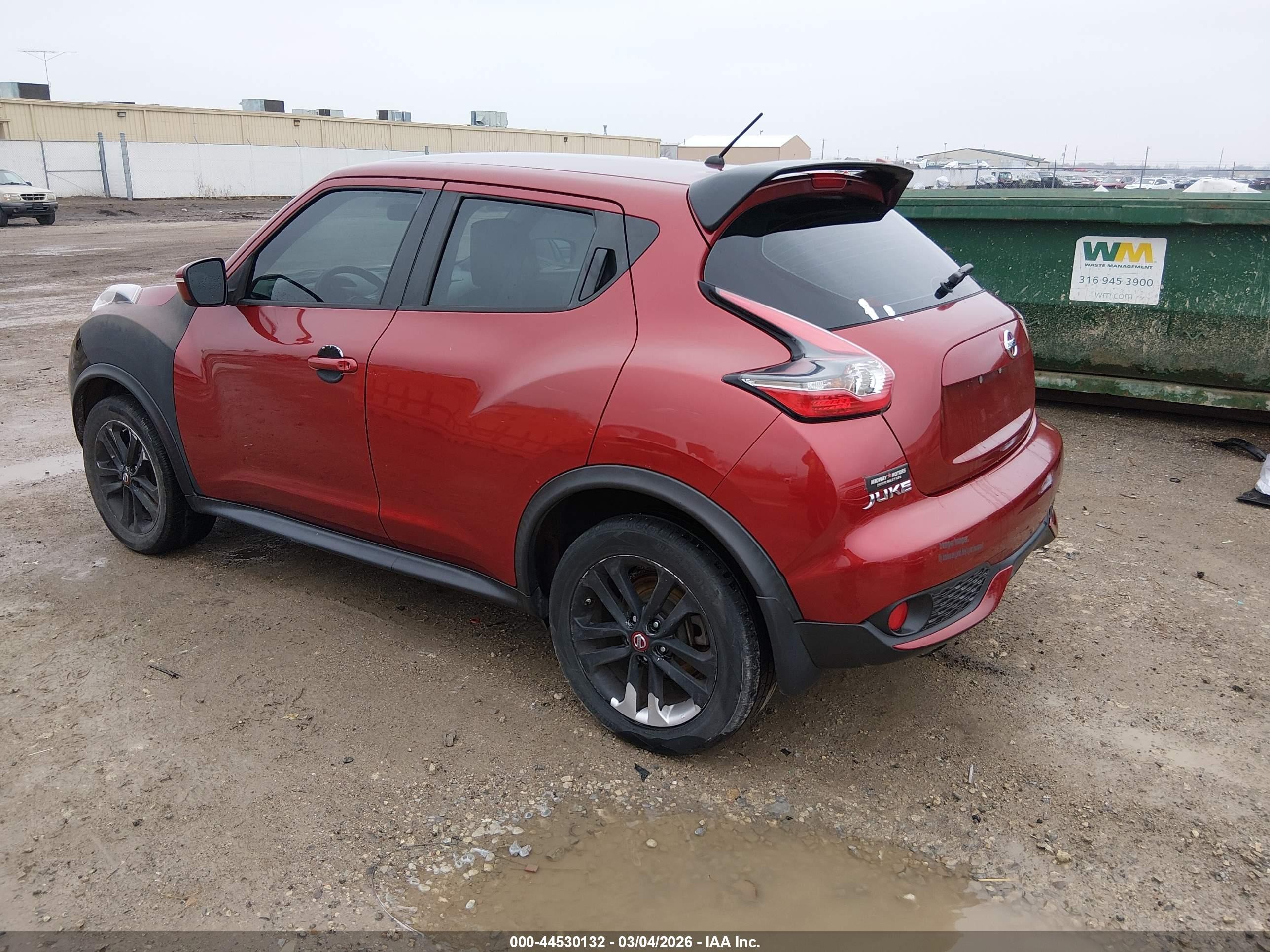 2015 Nissan Juke Nismo/s/sl/sv Темно-бордовый vin: JN8AF5MR1FT500530