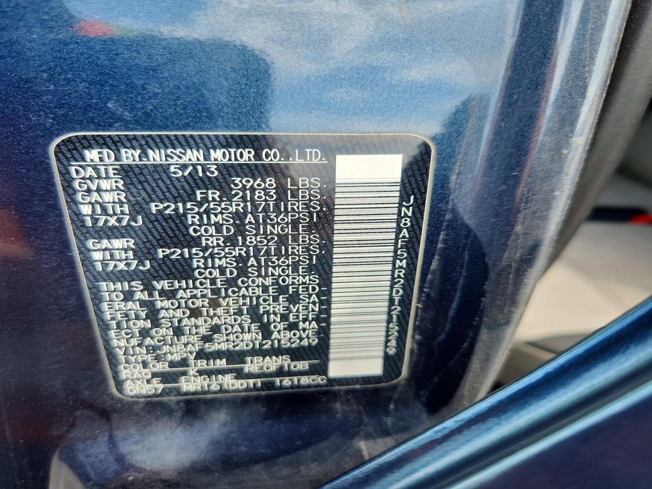 2013 Nissan Juke S Blue vin: JN8AF5MR2DT215249