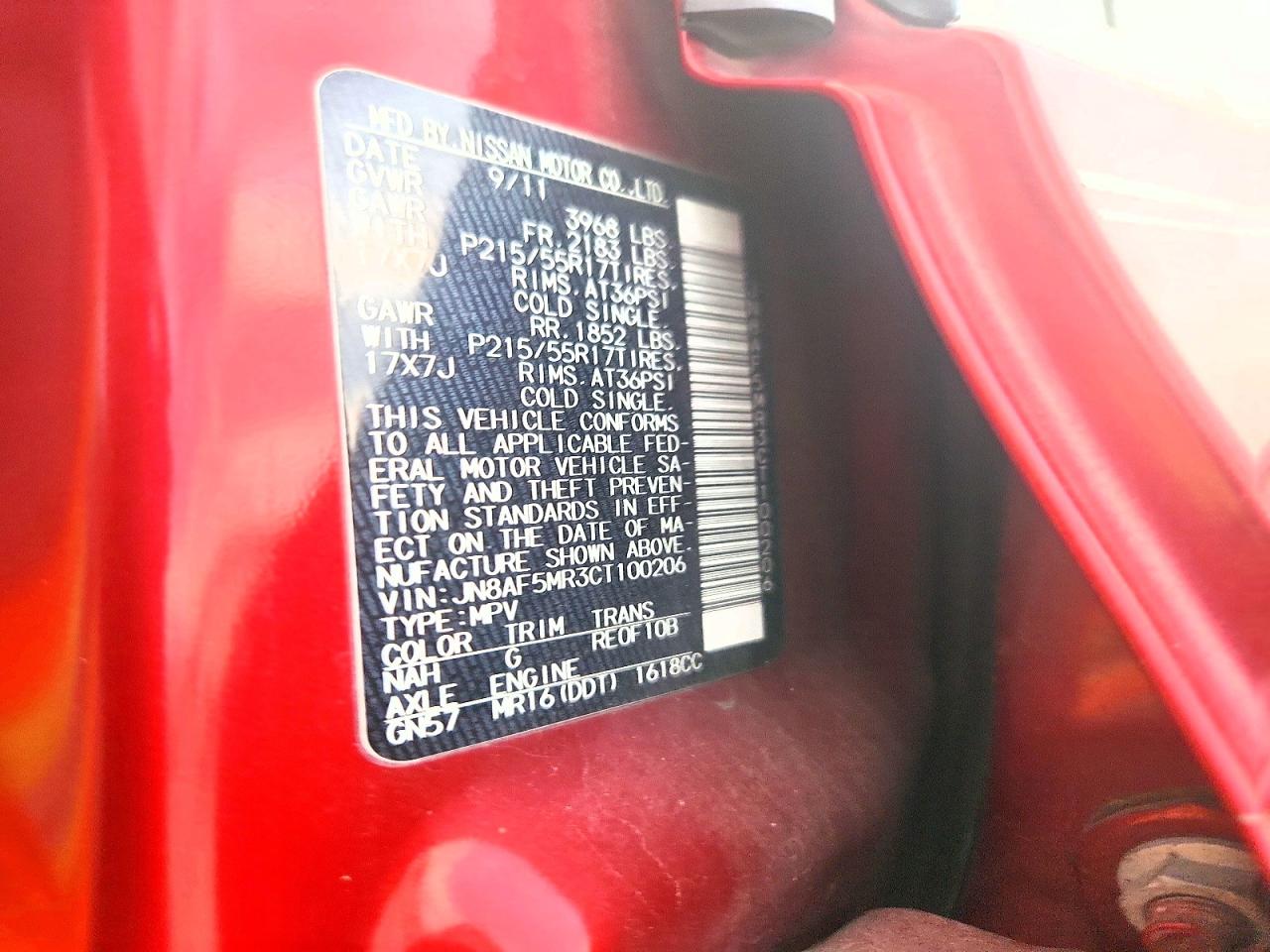 2012 Nissan Juke S Red vin: JN8AF5MR3CT100206