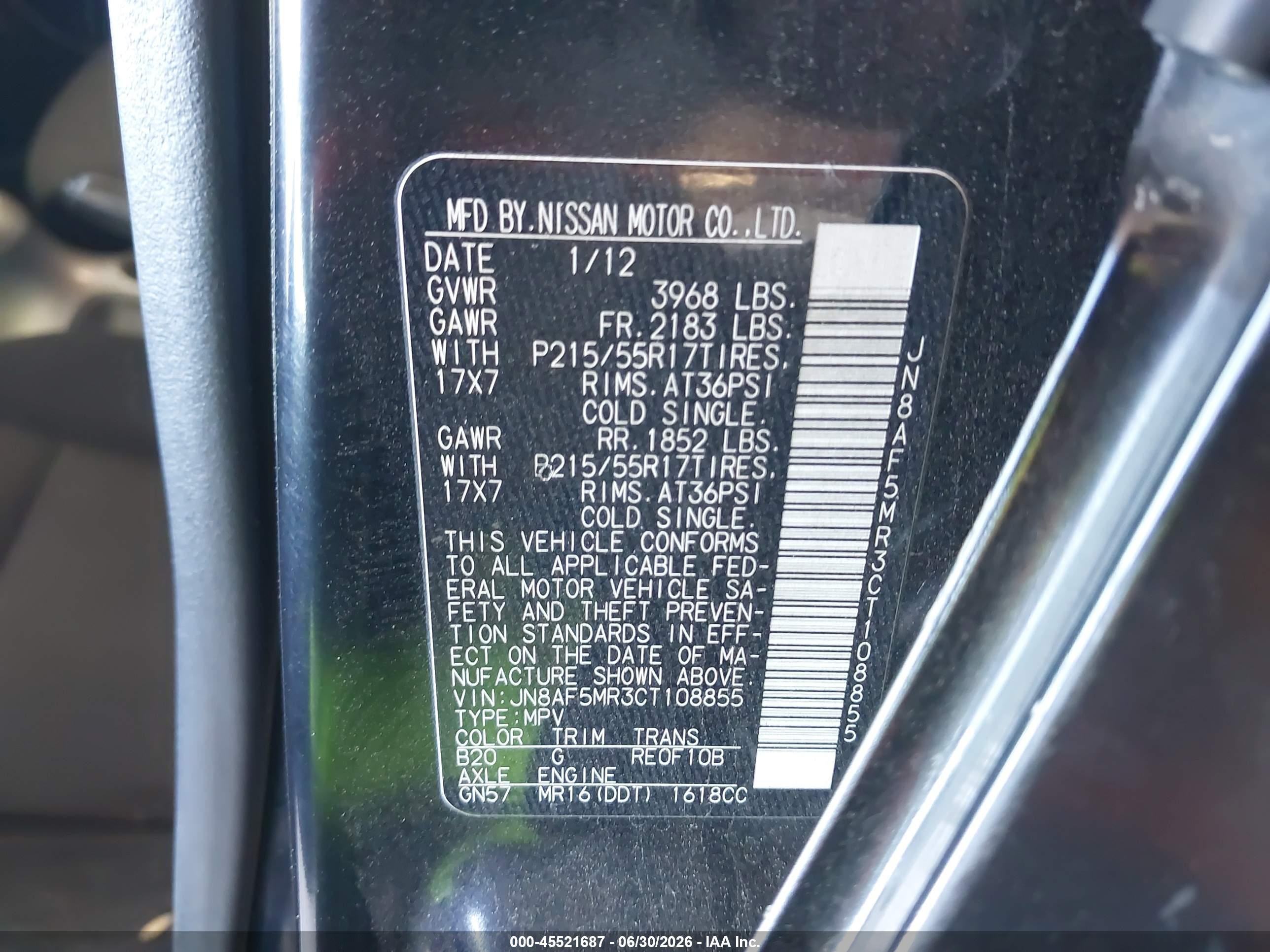 2012 Nissan Juke S Black vin: JN8AF5MR3CT108855