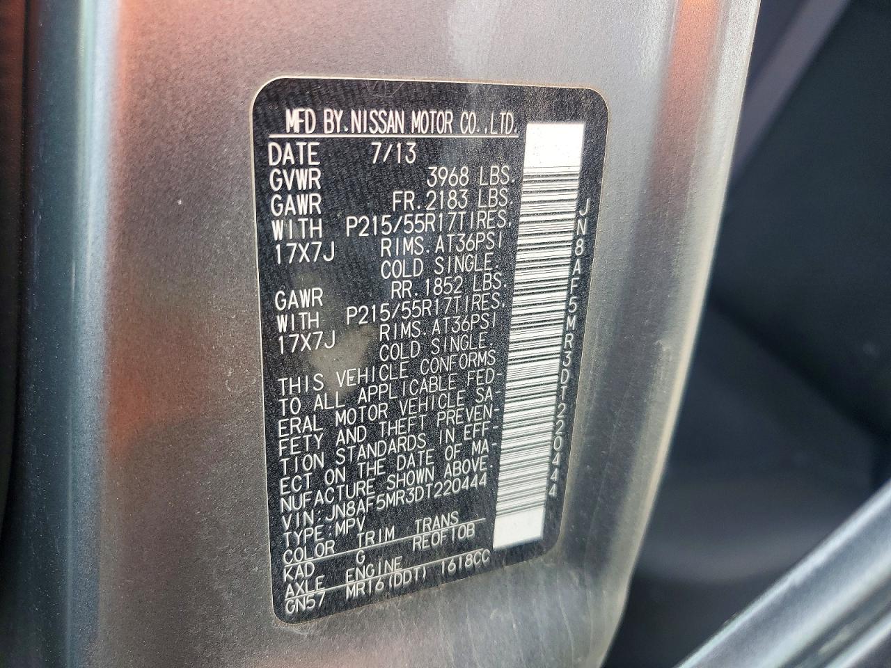 2013 Nissan Juke S Gray vin: JN8AF5MR3DT220444