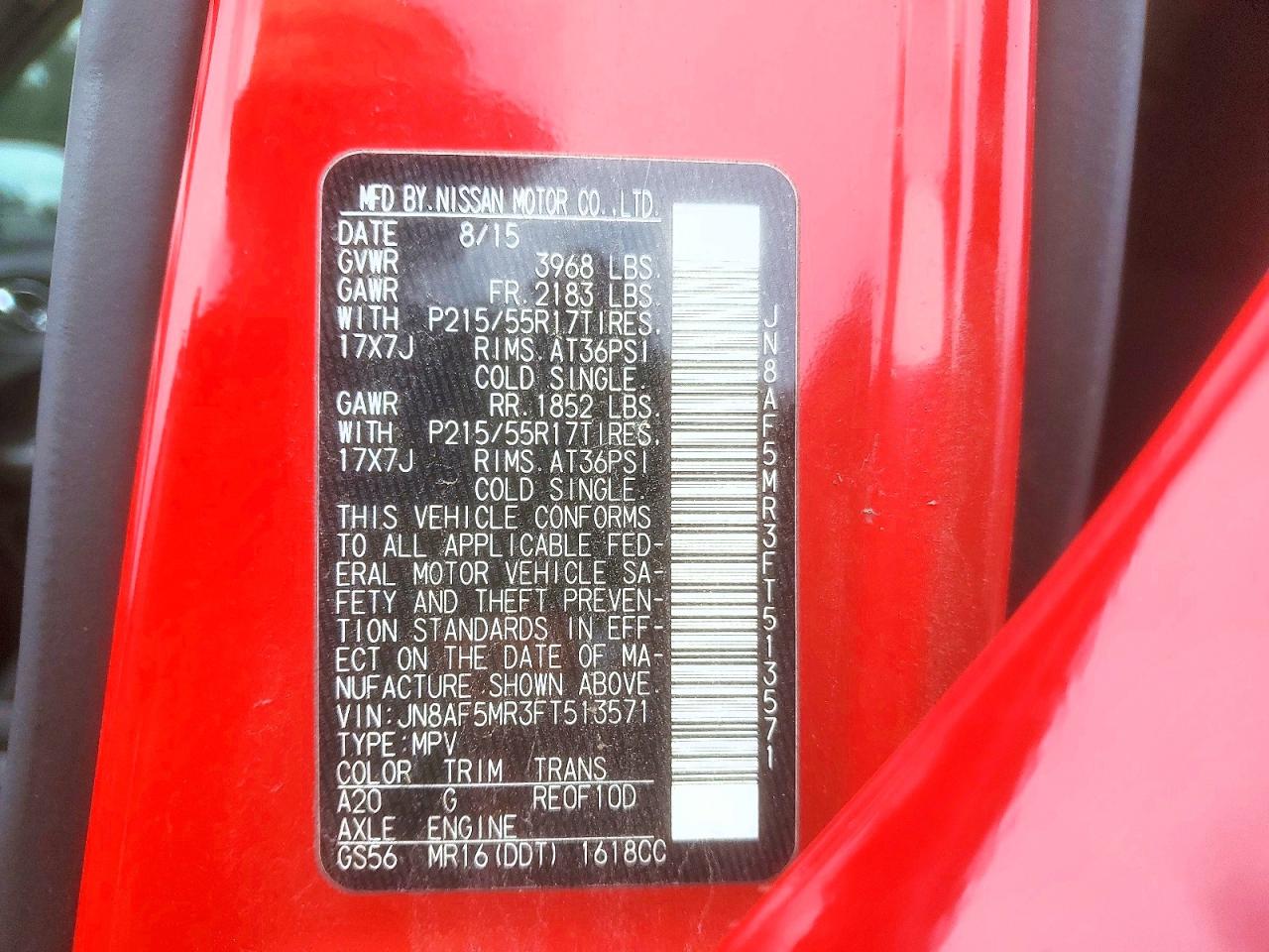 2015 Nissan Juke S Red vin: JN8AF5MR3FT513571