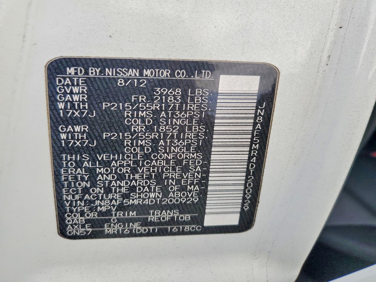 2013 Nissan Juke S White vin: JN8AF5MR4DT200929