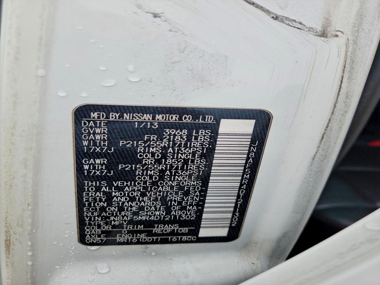 2013 Nissan Juke S White vin: JN8AF5MR4DT211302