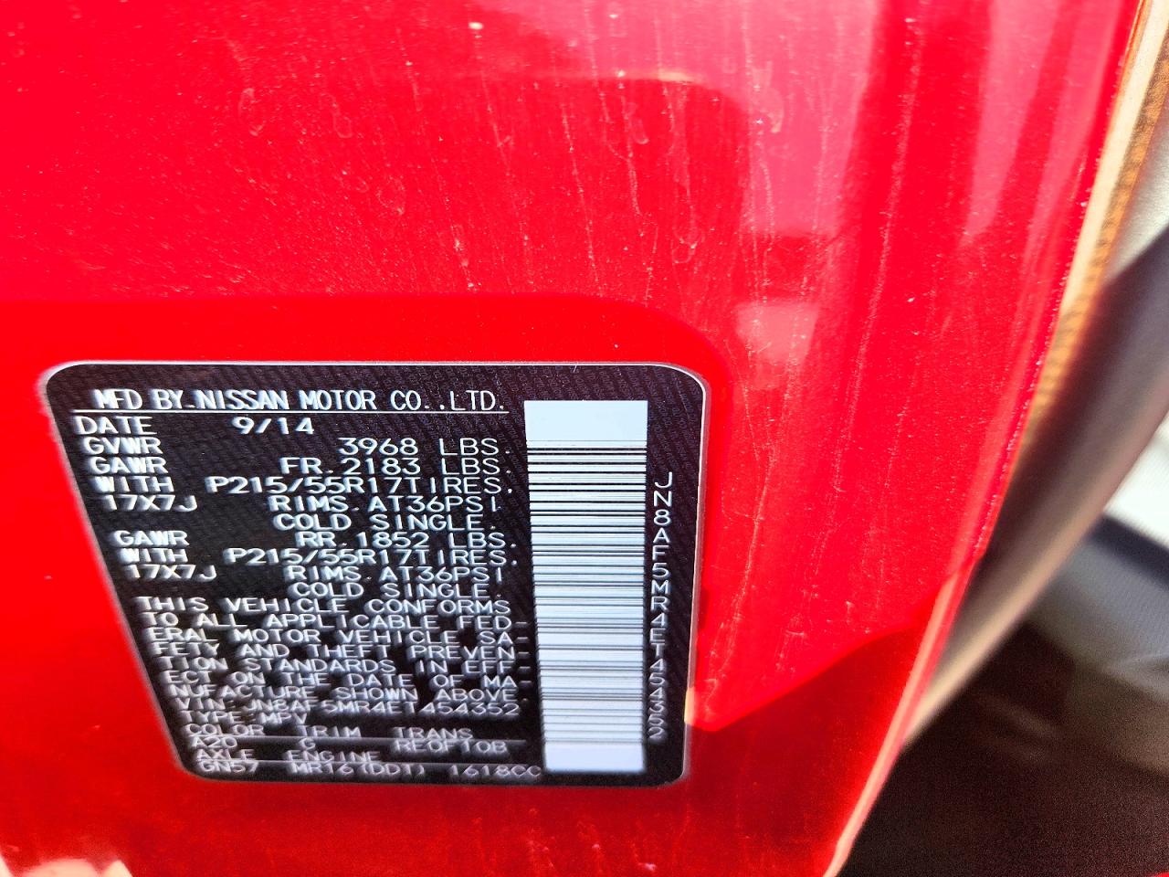 2014 Nissan Juke S Red vin: JN8AF5MR4ET454352