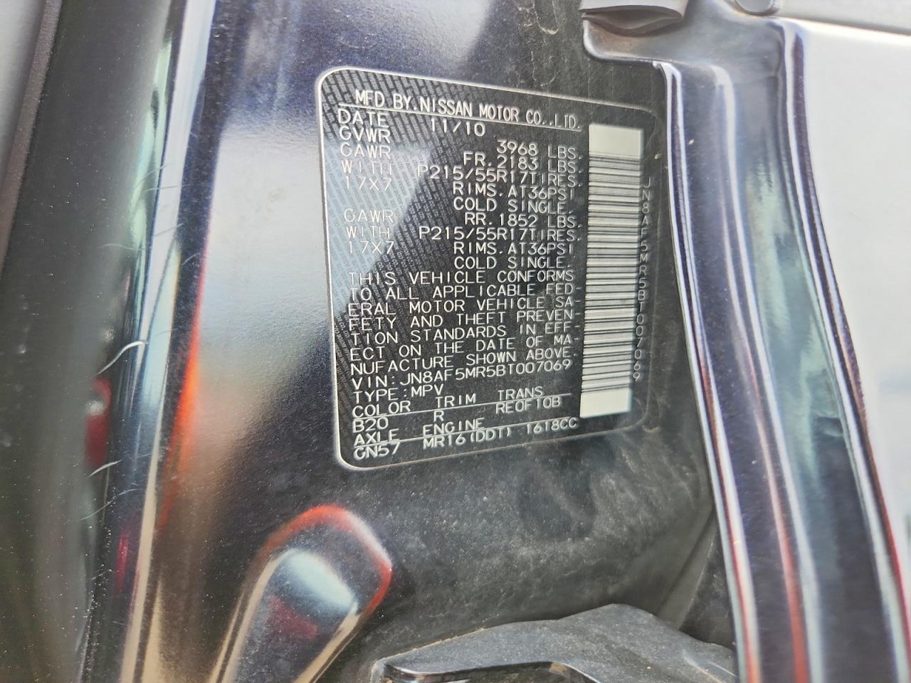 2011 Nissan Juke S Black vin: JN8AF5MR5BT007069