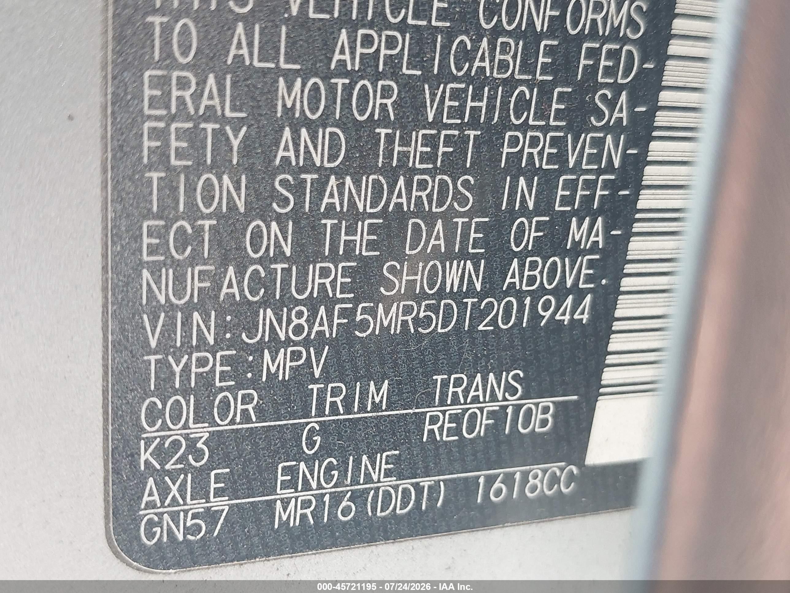 2013 Nissan Juke Sv Silver vin: JN8AF5MR5DT201944