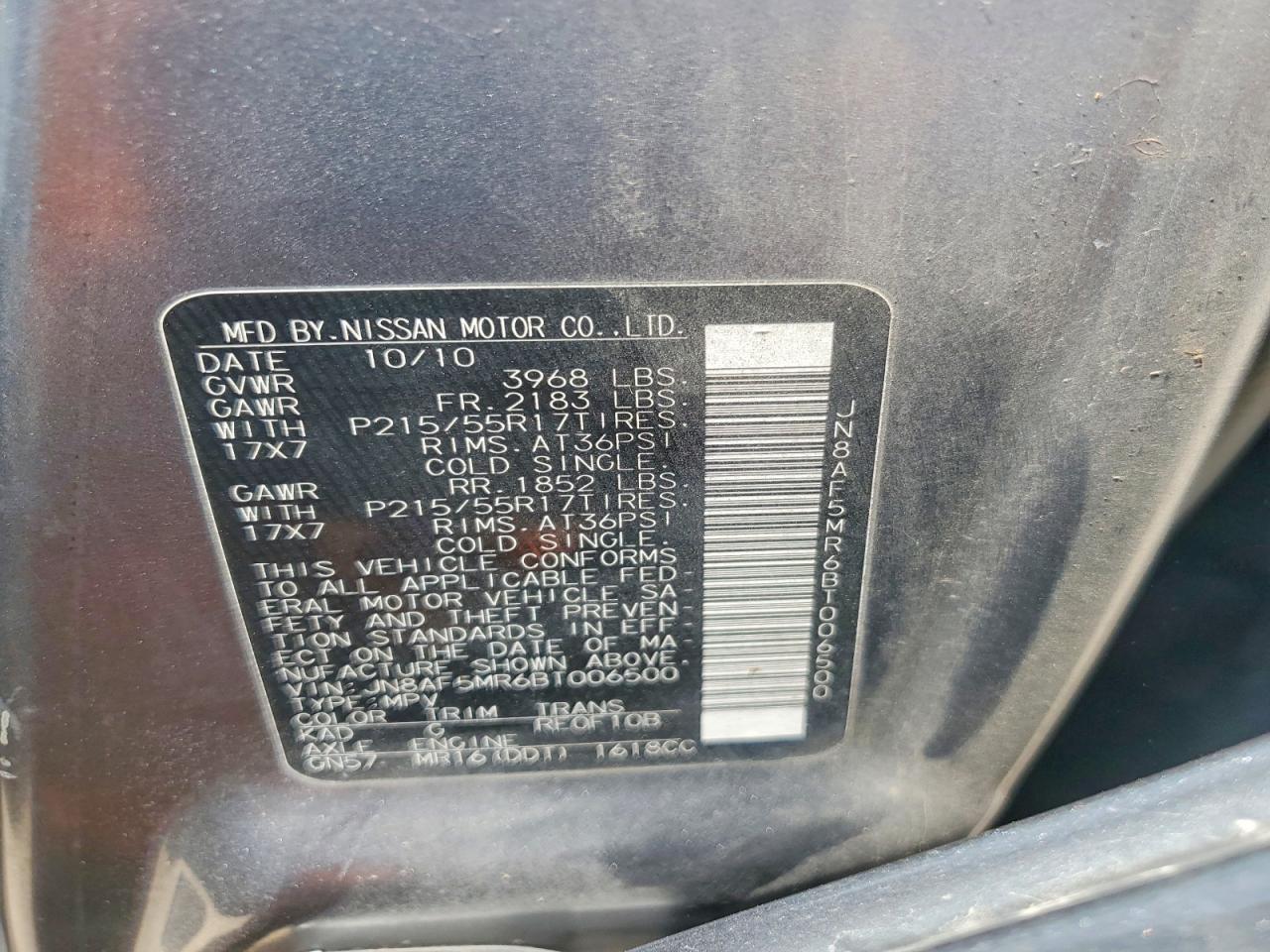 2011 Nissan Juke S Gray vin: JN8AF5MR6BT006500