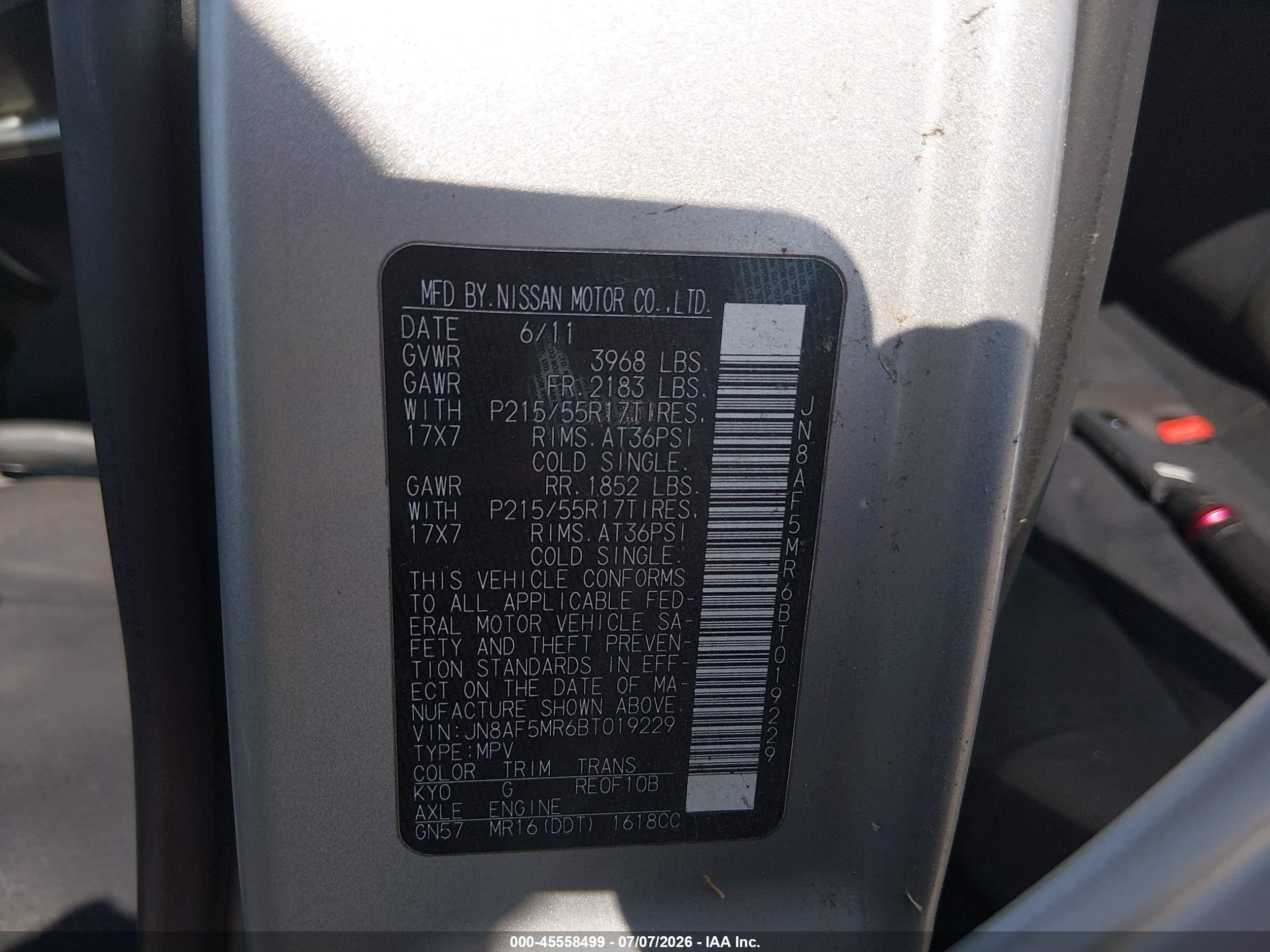 2011 Nissan Juke Sv Gray vin: JN8AF5MR6BT019229