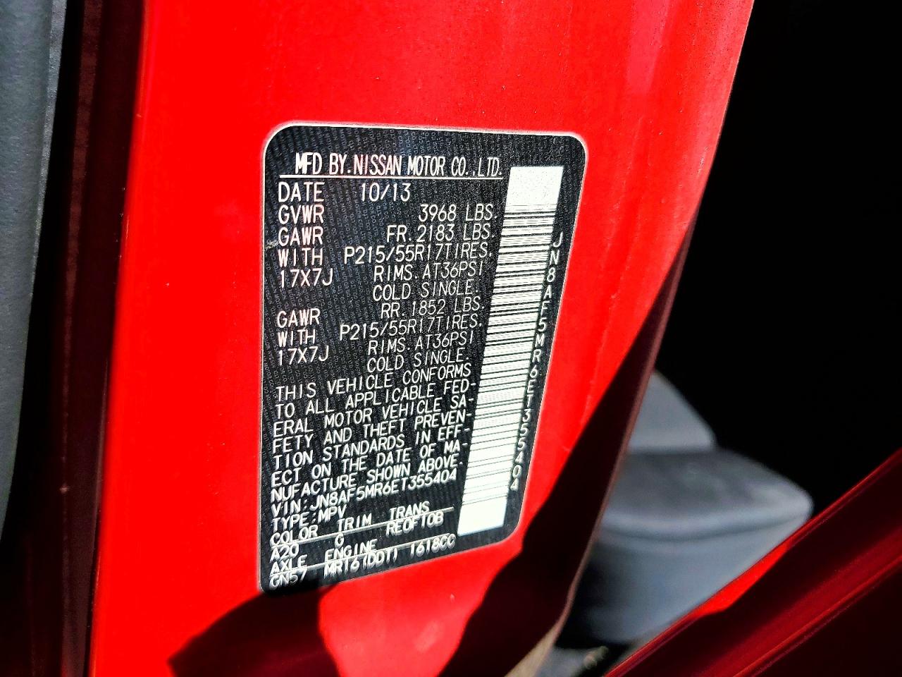 2014 Nissan Juke S Red vin: JN8AF5MR6ET355404