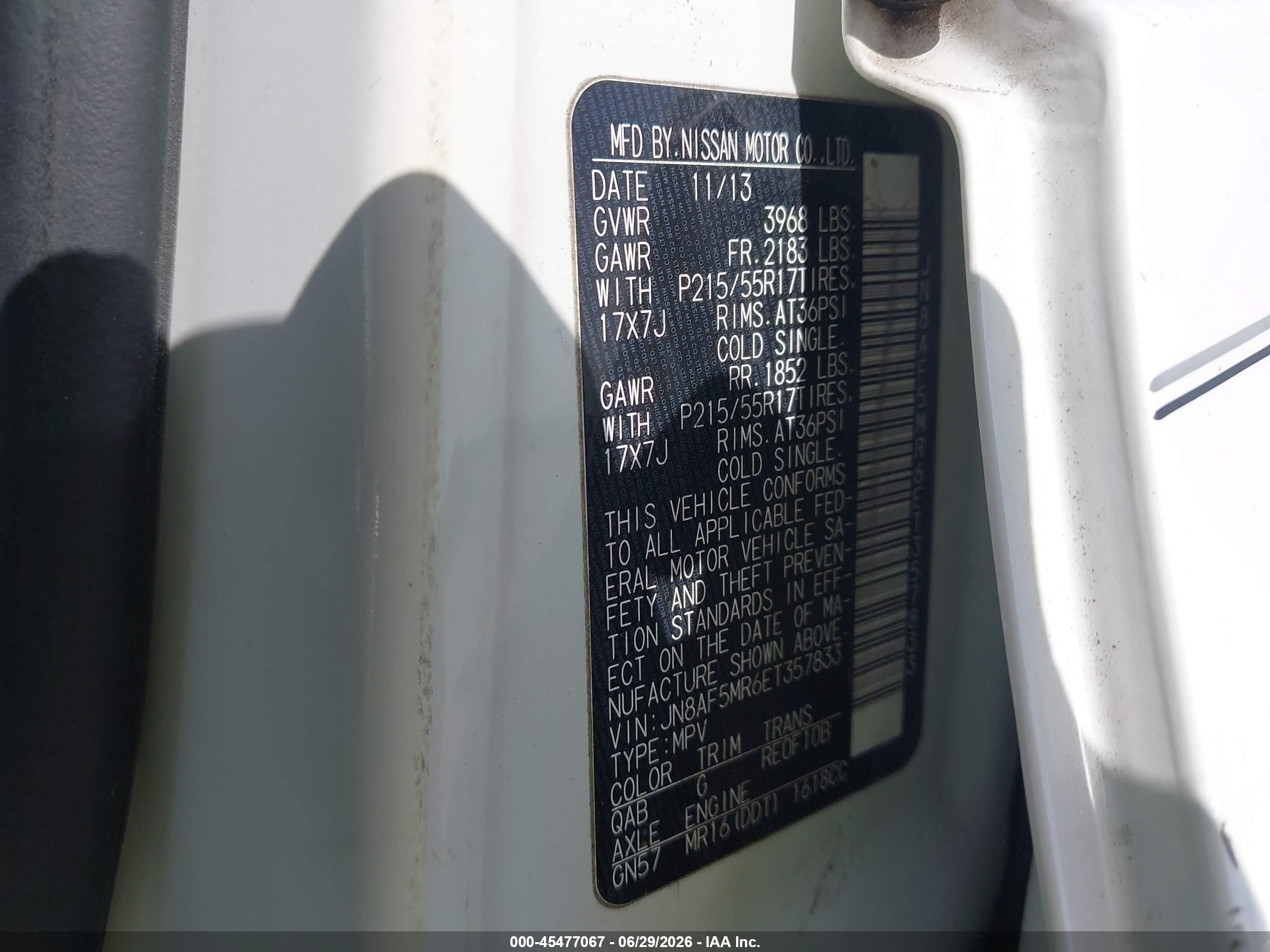 2014 Nissan Juke Sl White vin: JN8AF5MR6ET357833