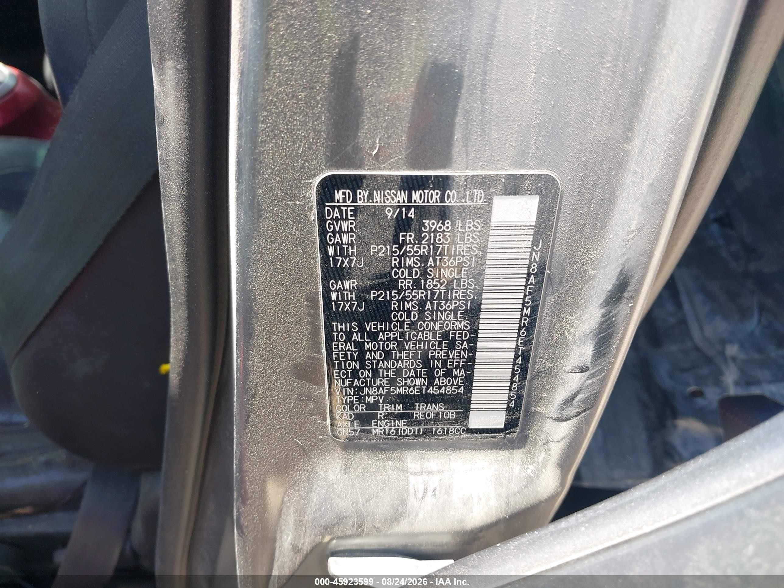 2014 Nissan Juke Sl Gray vin: JN8AF5MR6ET454854