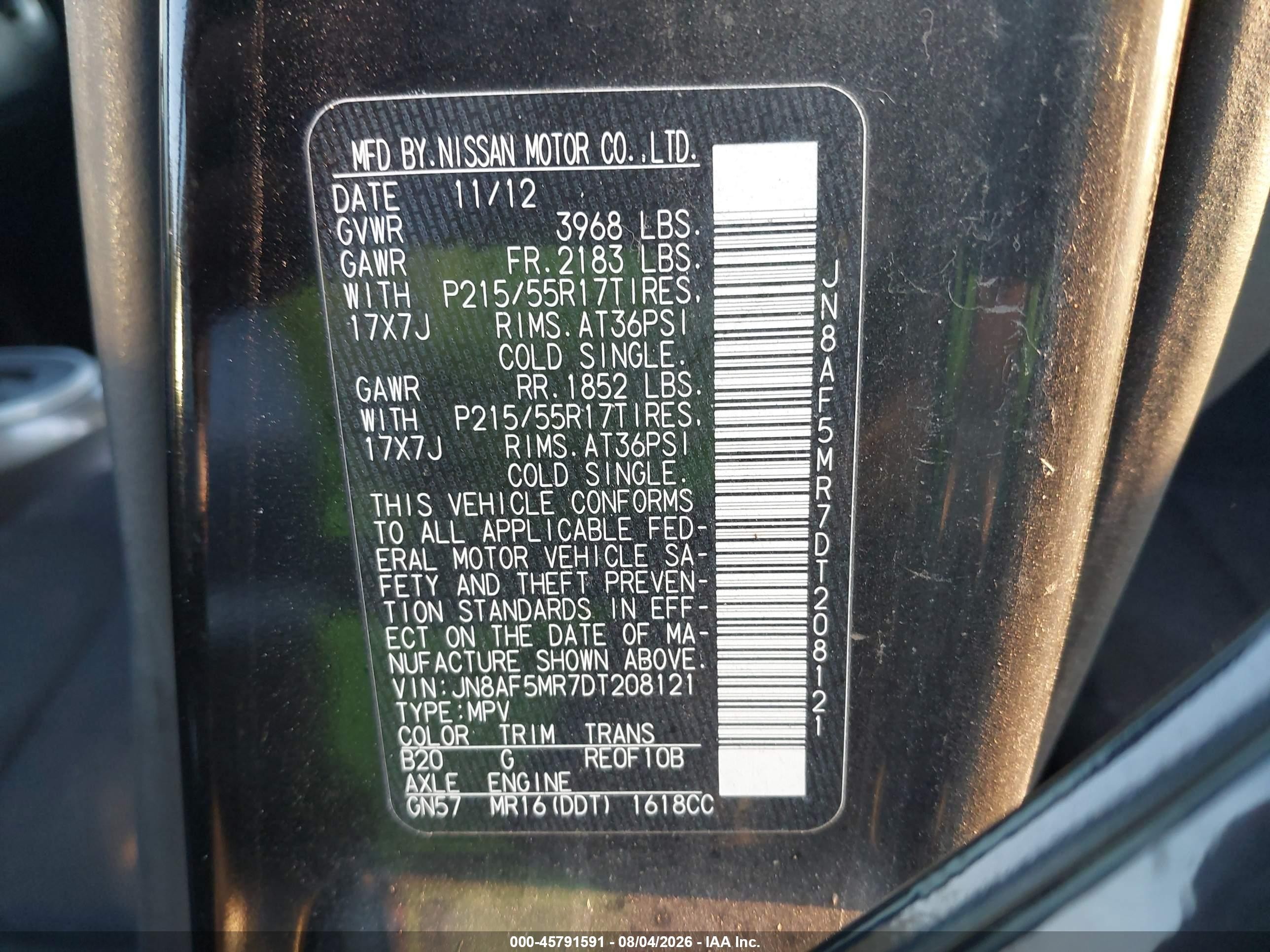 2013 Nissan Juke S Black vin: JN8AF5MR7DT208121