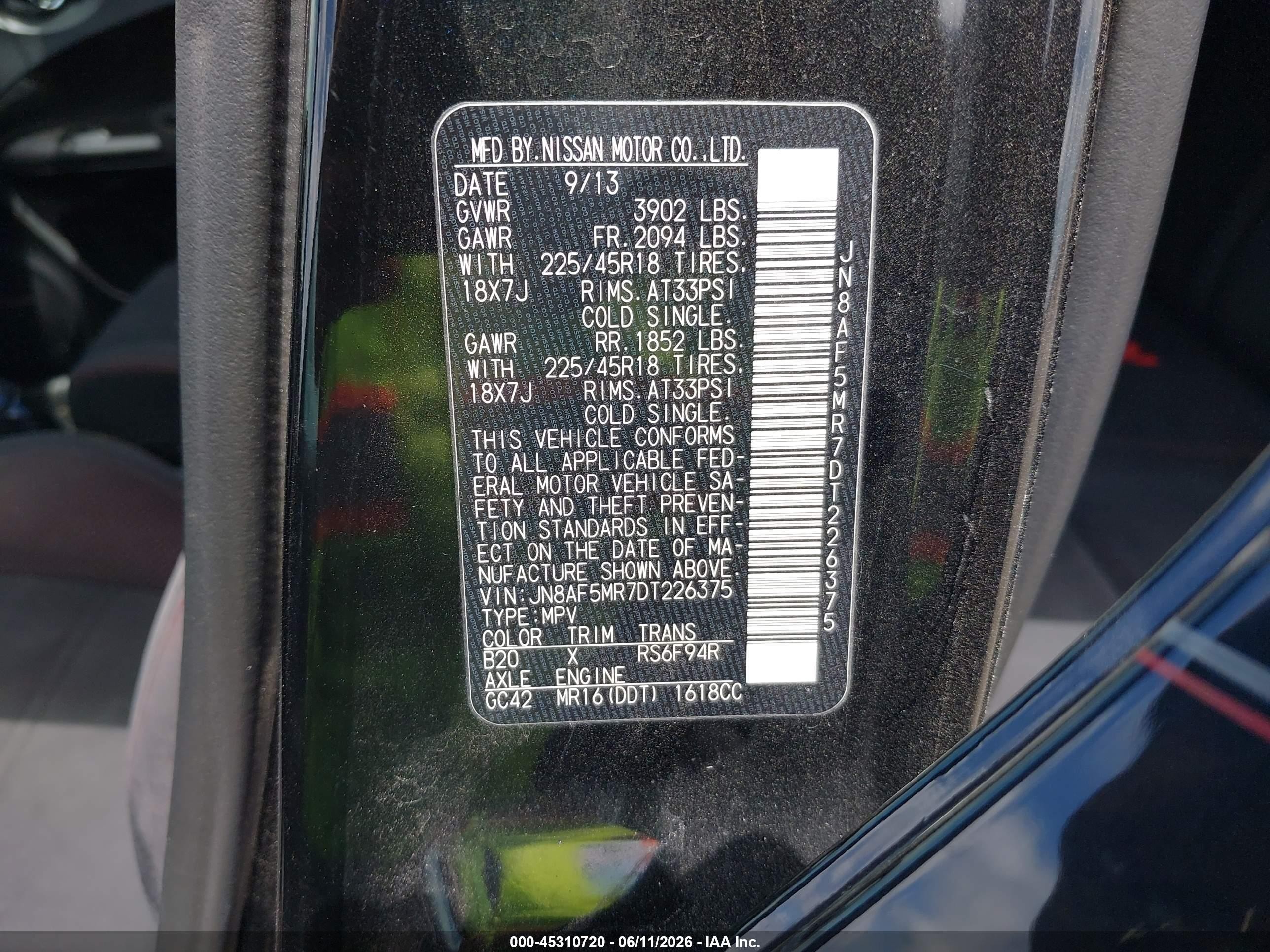2013 Nissan Juke Nismo Black vin: JN8AF5MR7DT226375