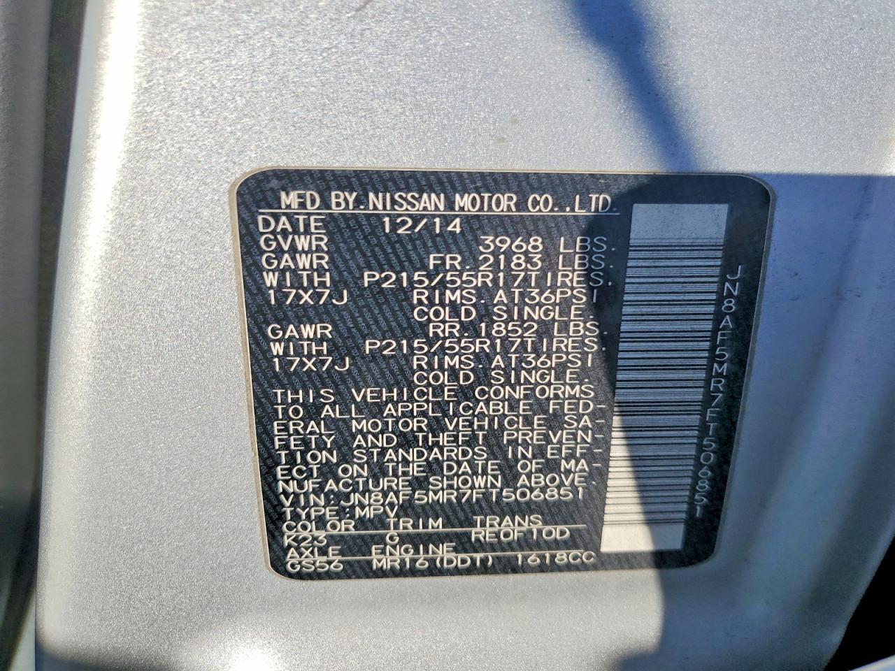 2015 Nissan Juke S Silver vin: JN8AF5MR7FT506851