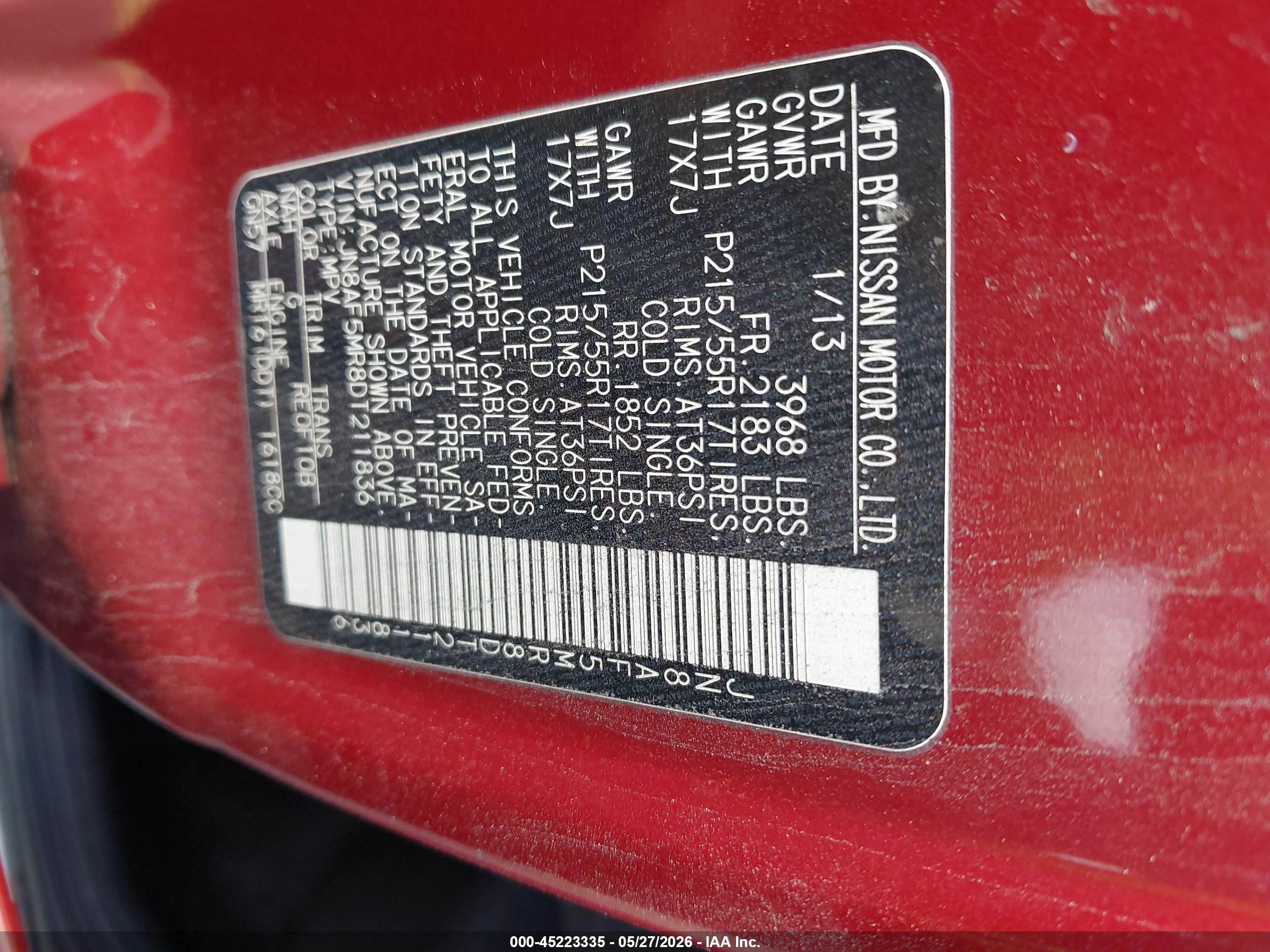 2013 Nissan Juke S Red vin: JN8AF5MR8DT211836