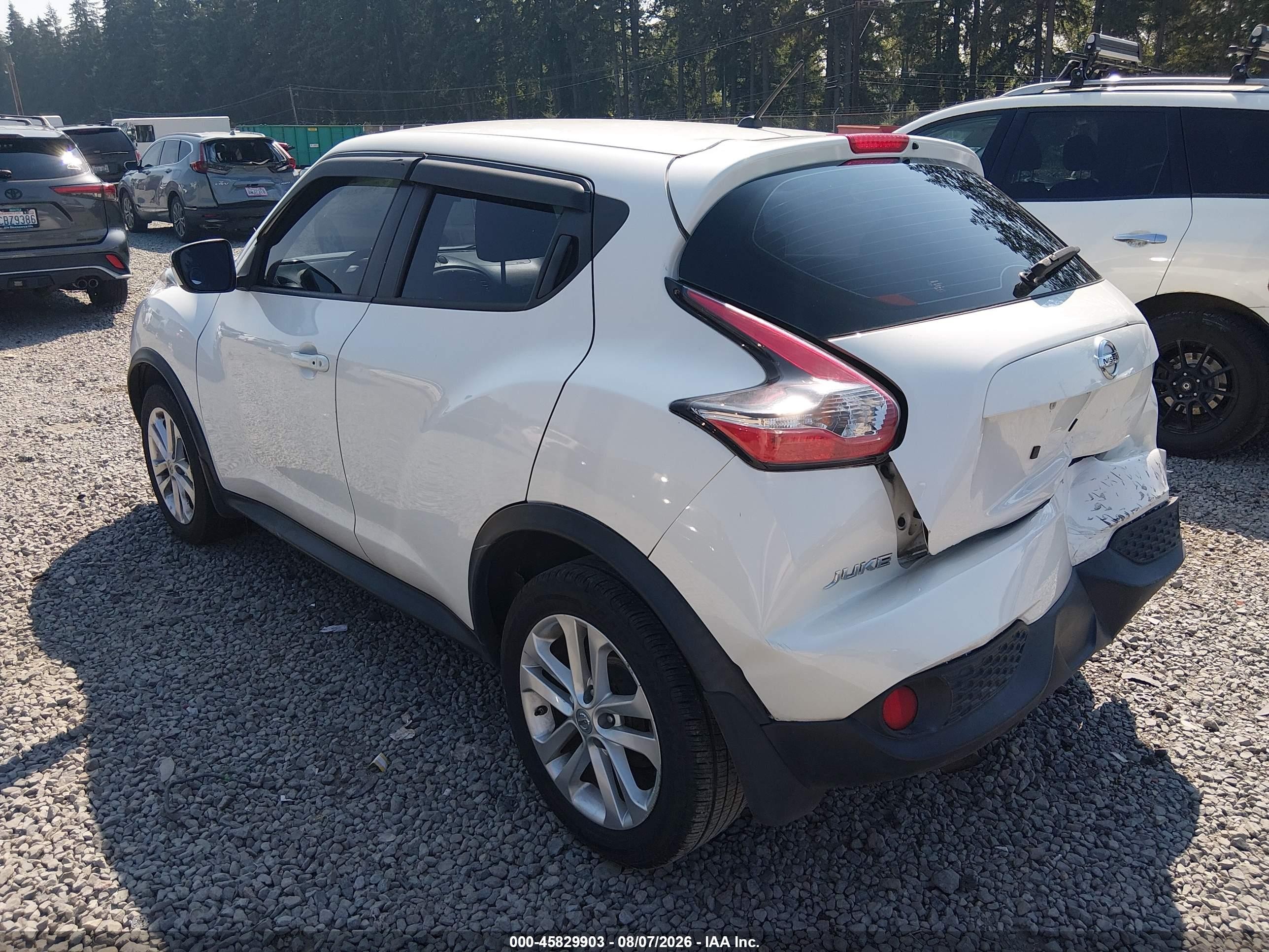 2015 Nissan Juke S White vin: JN8AF5MR8FT503103