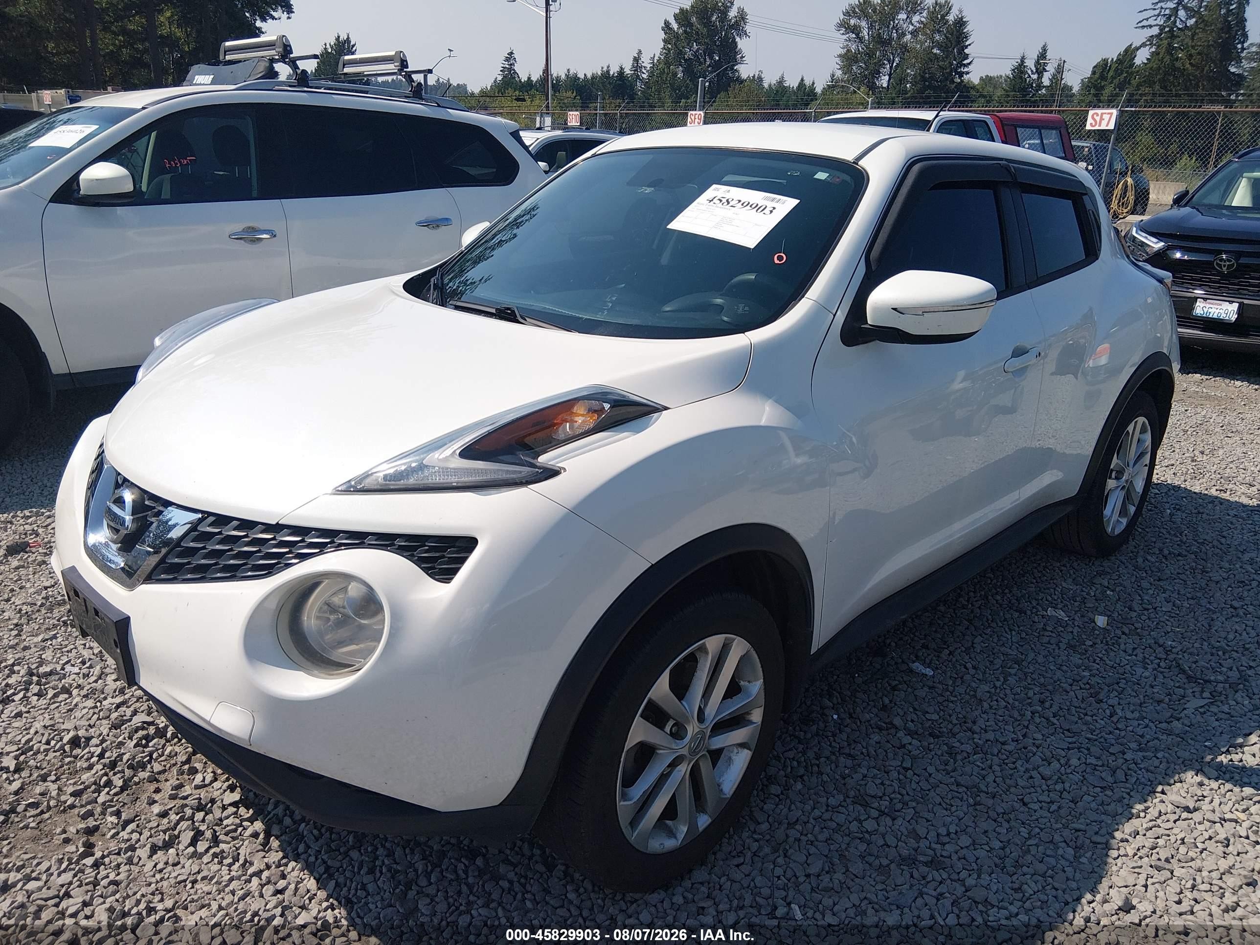 2015 Nissan Juke S White vin: JN8AF5MR8FT503103