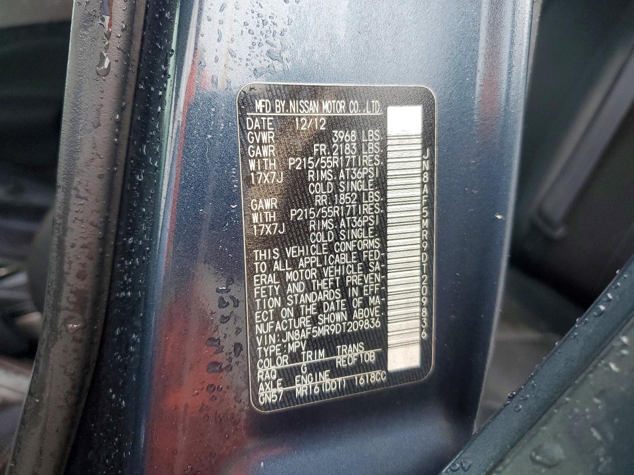 2013 Nissan Juke S Teal vin: JN8AF5MR9DT209836
