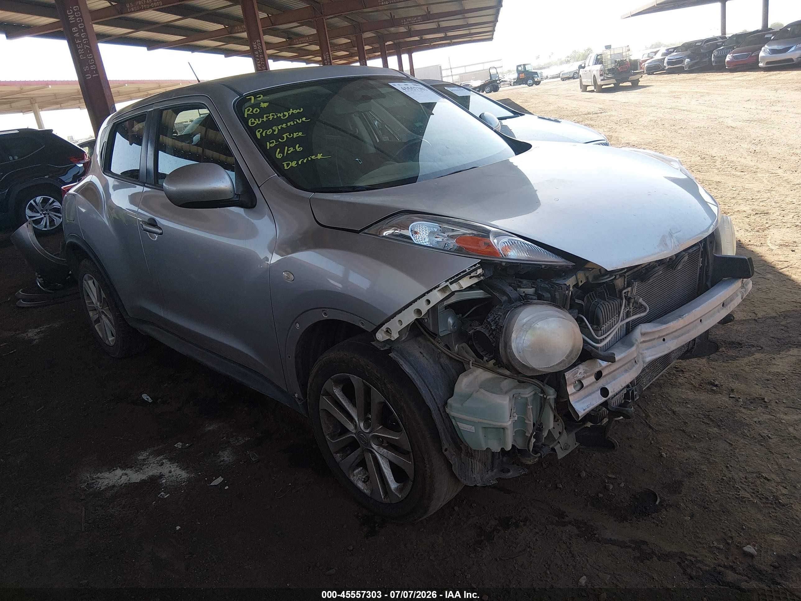 2012 Nissan Juke Sv Silver vin: JN8AF5MRXCT117102