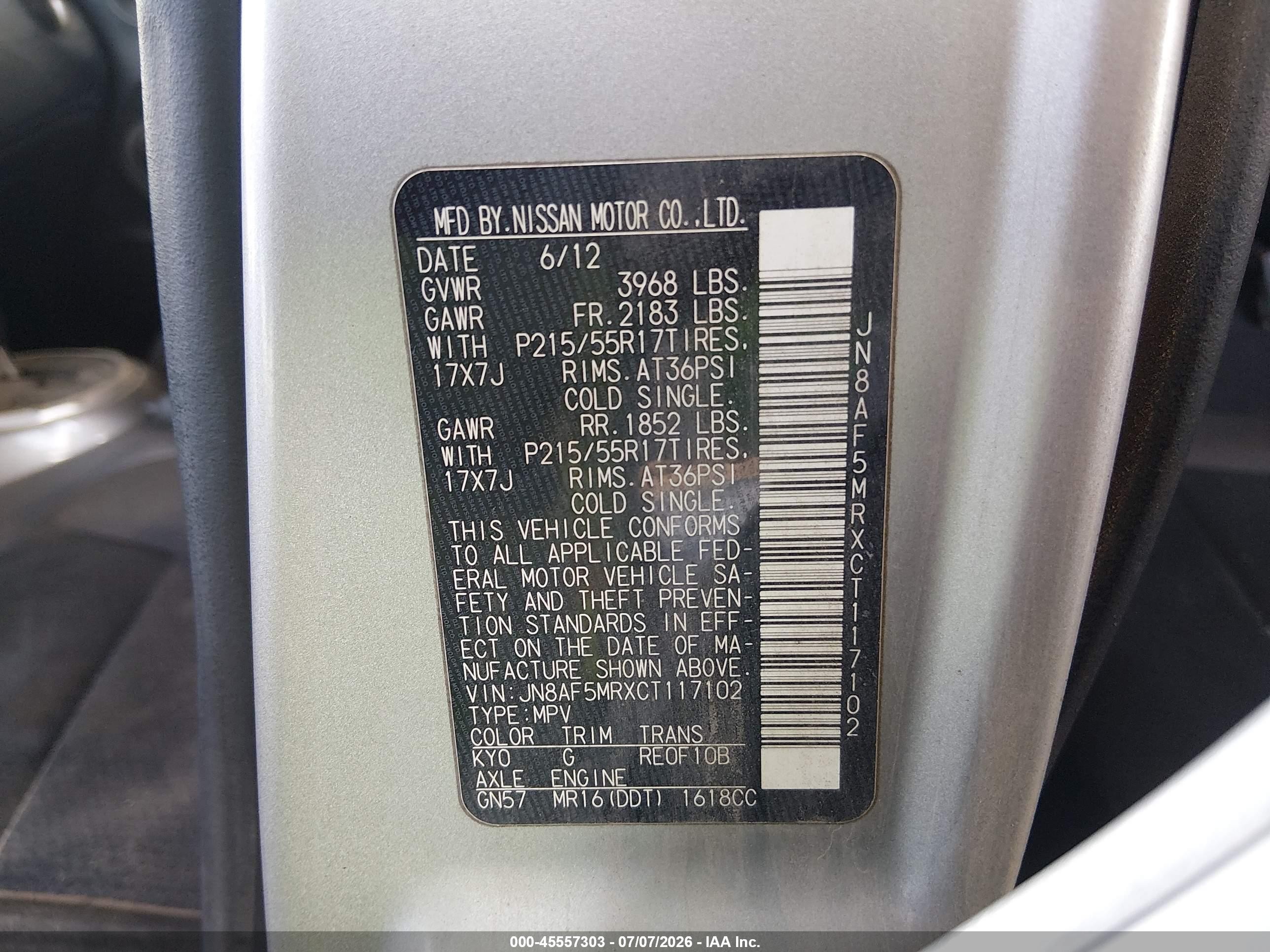 2012 Nissan Juke Sv Silver vin: JN8AF5MRXCT117102