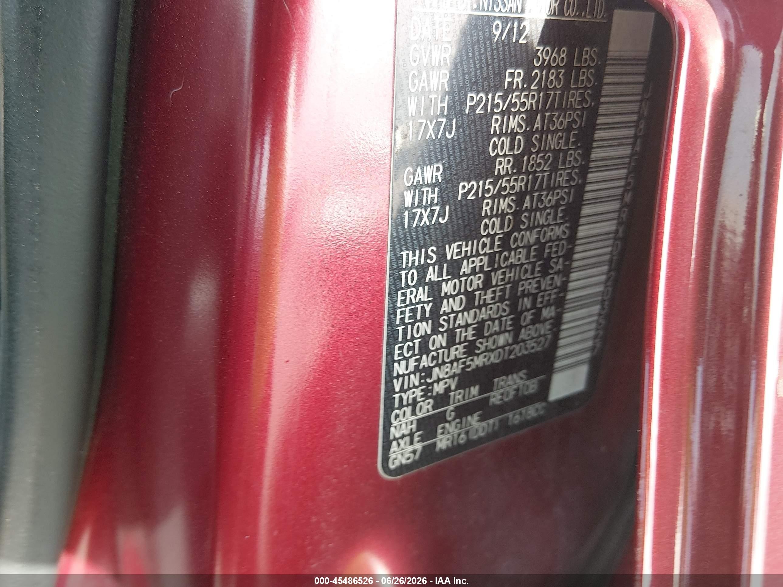2013 Nissan Juke S Red vin: JN8AF5MRXDT203527