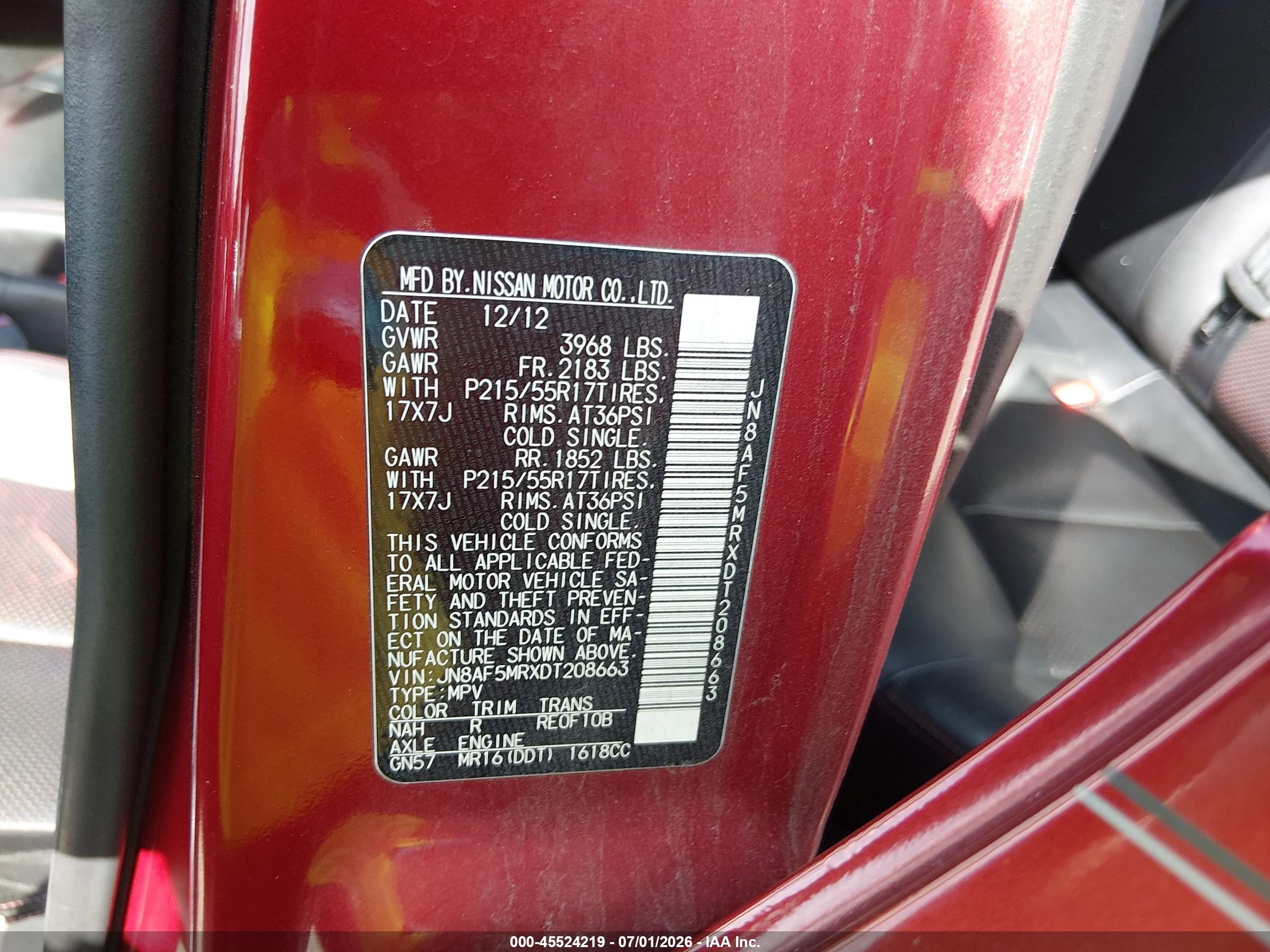 2013 Nissan Juke Sl Burgundy vin: JN8AF5MRXDT208663