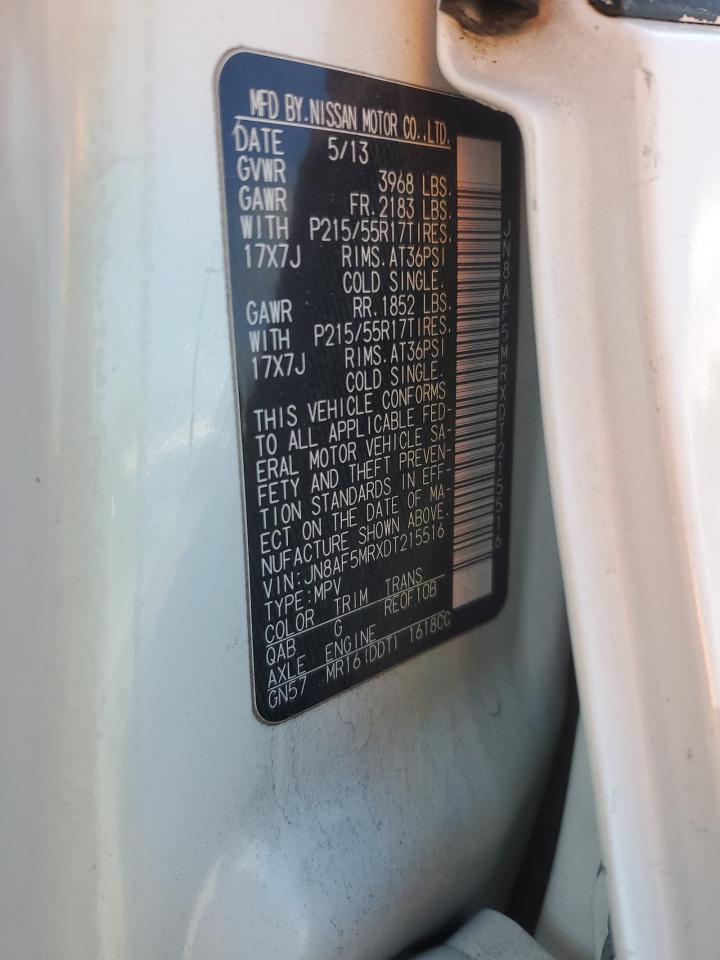 2013 Nissan Juke S White vin: JN8AF5MRXDT215516