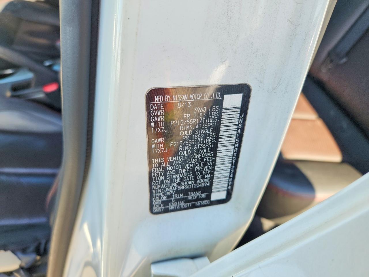 2013 Nissan Juke S White vin: JN8AF5MRXDT224894
