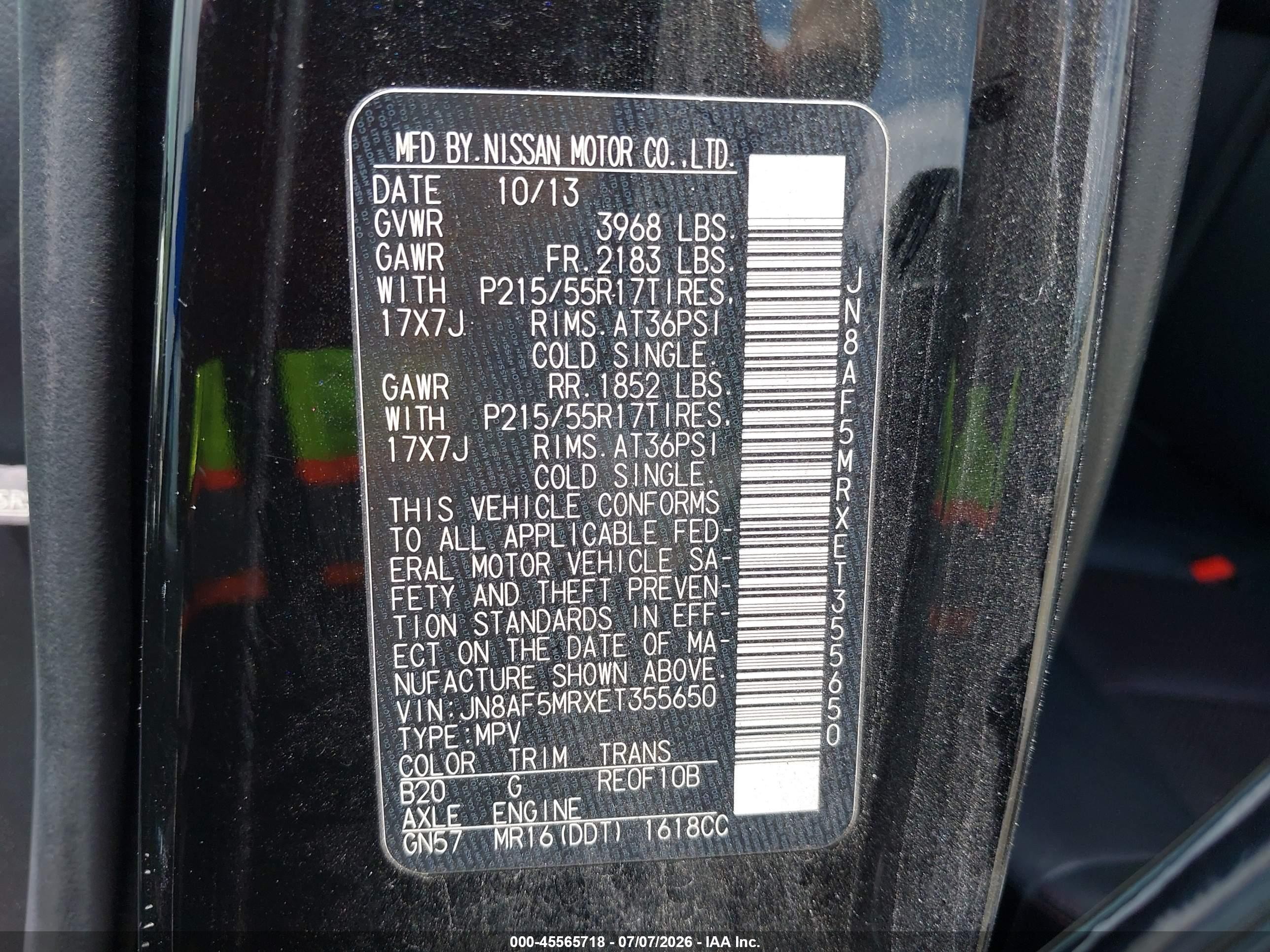 2014 Nissan Juke Sl Black vin: JN8AF5MRXET355650