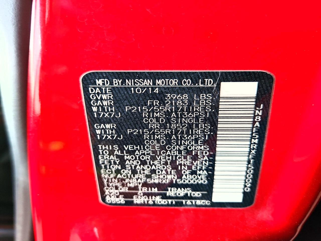 2015 Nissan Juke Sl Red vin: JN8AF5MRXFT500090