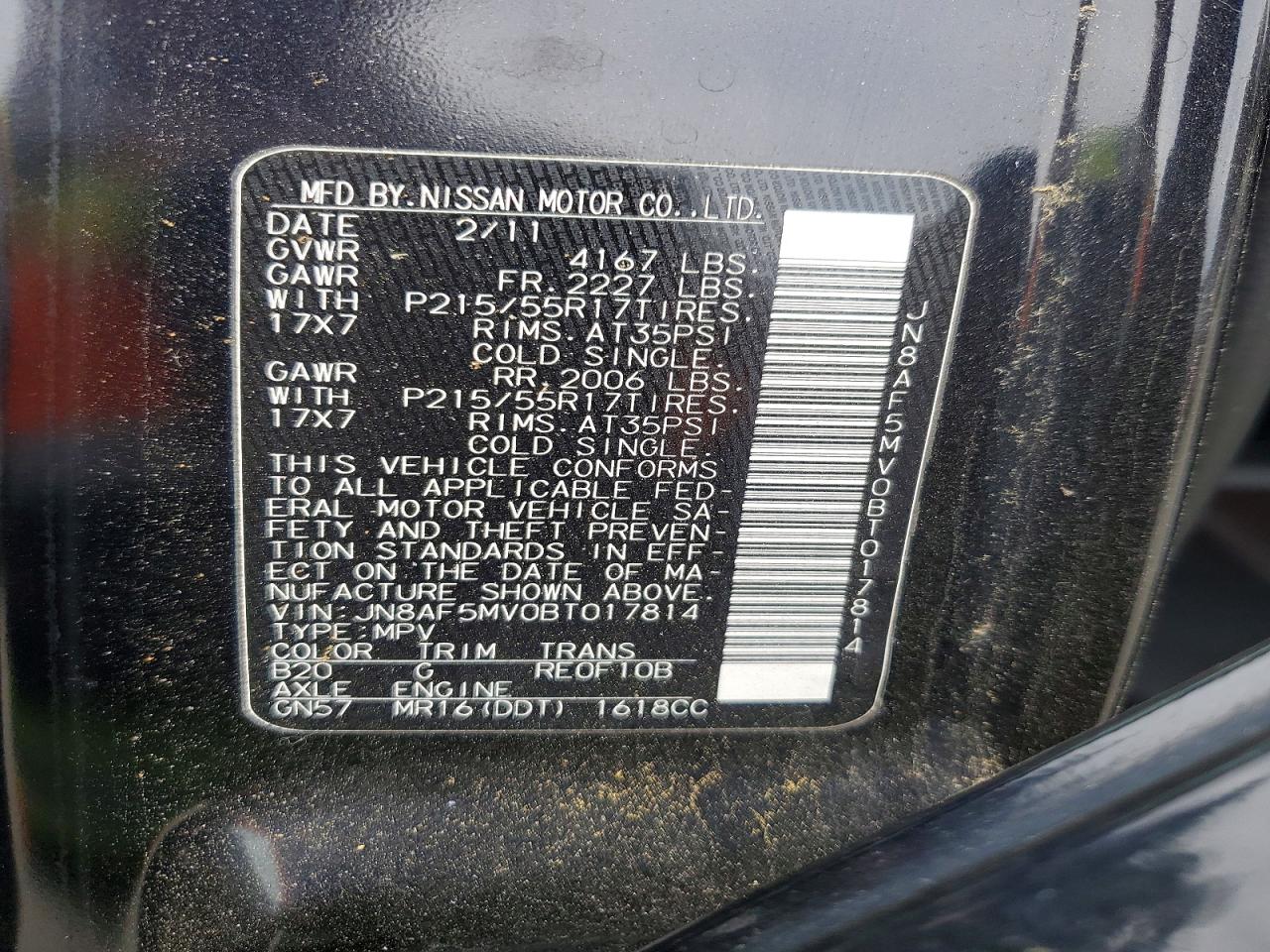 2011 Nissan Juke S Black vin: JN8AF5MV0BT017814