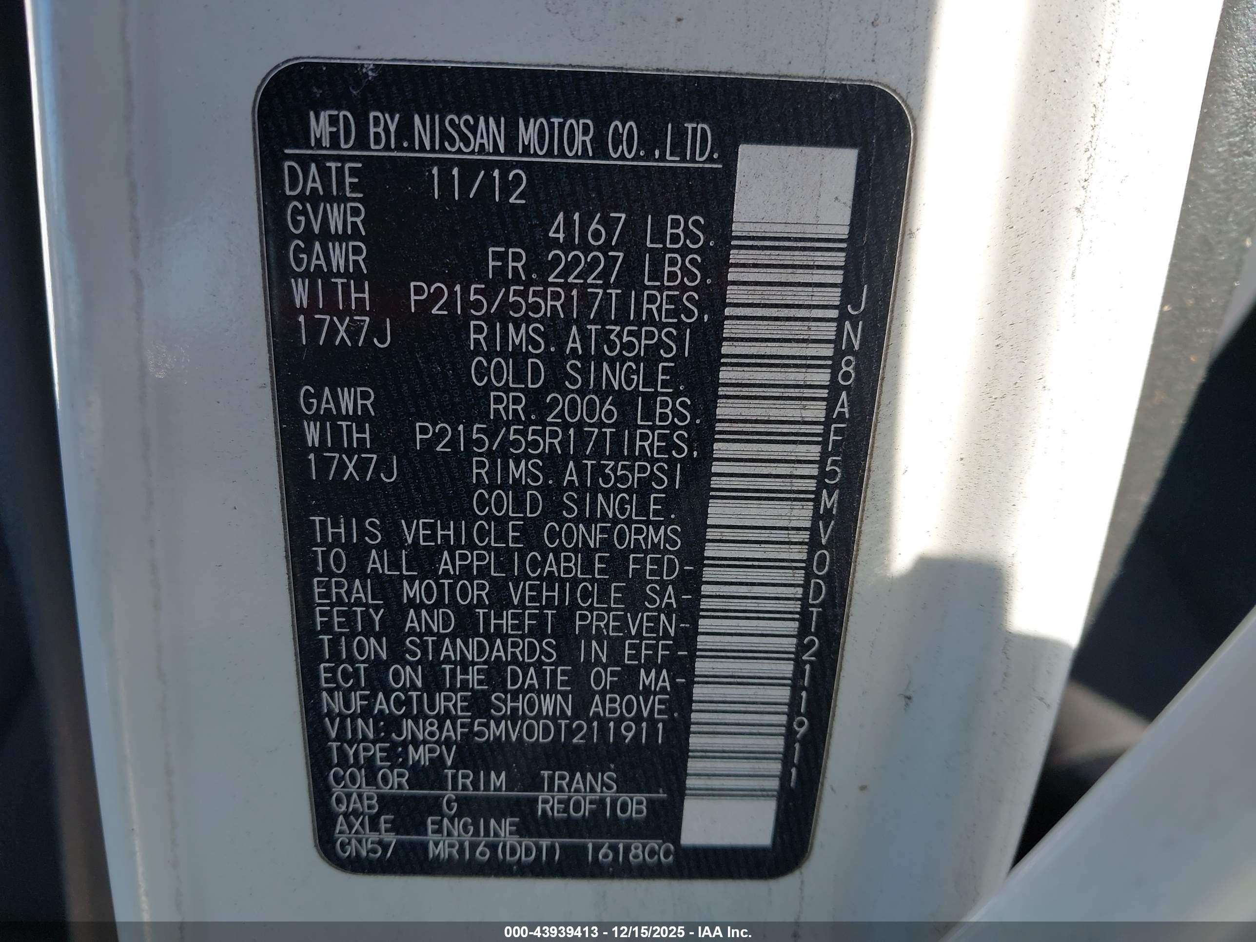 2013 Nissan Juke S White vin: JN8AF5MV0DT211911