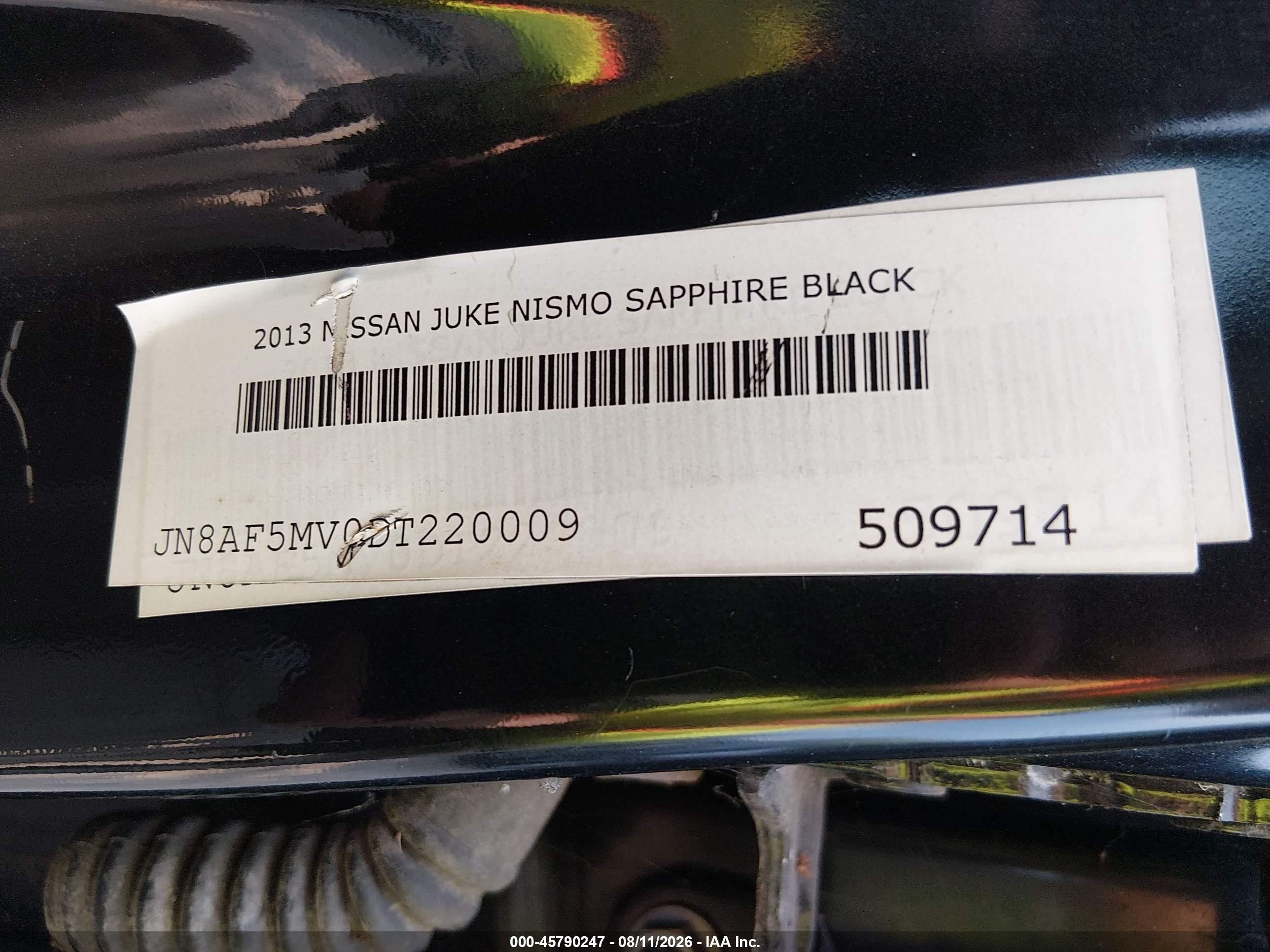 2013 Nissan Juke Nismo Black vin: JN8AF5MV0DT220009